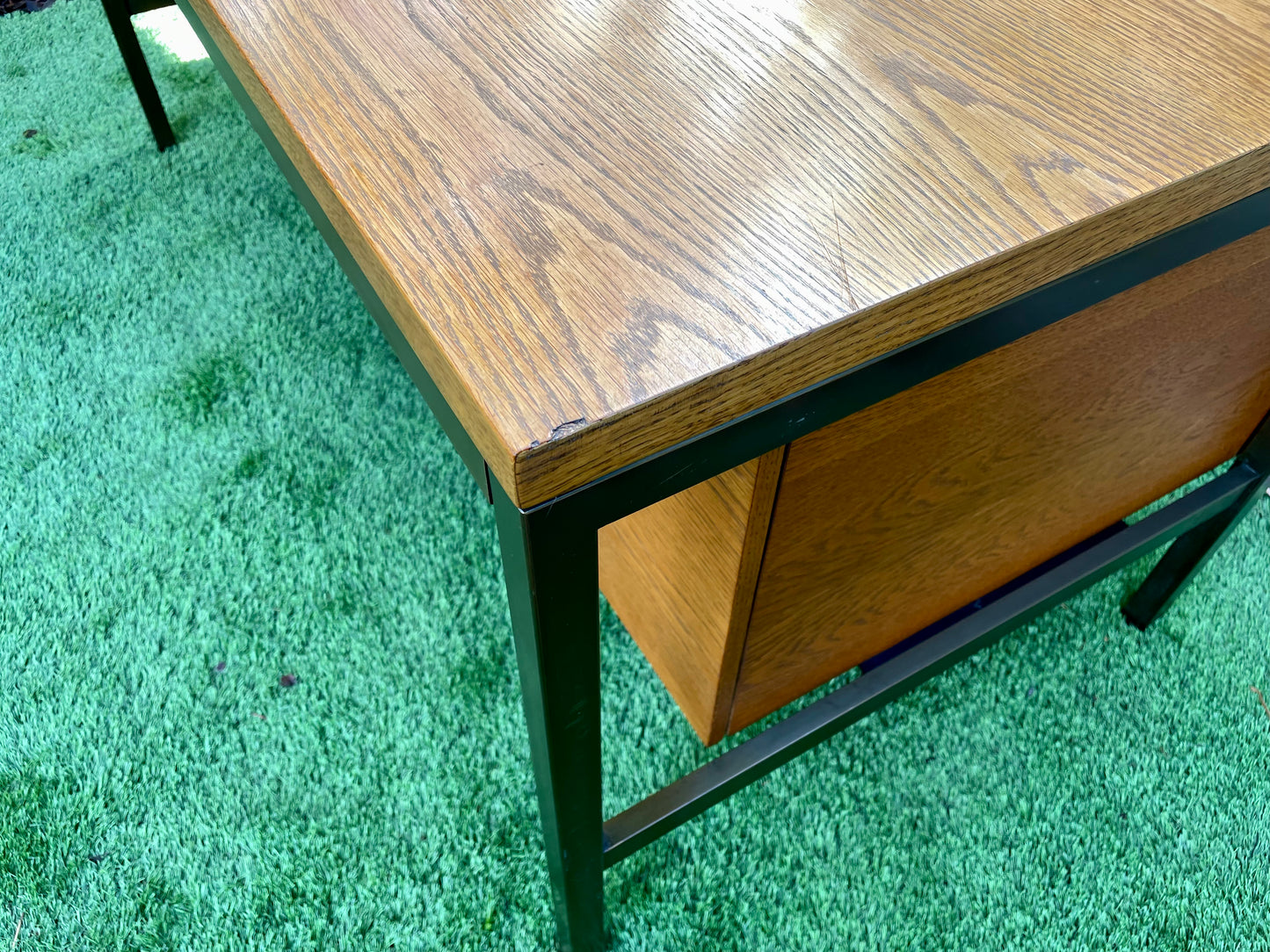 Mid 20th Century Mid-Century Modern Executive Desk in Oak and Bronze by Harry Lunstead Designs, Seattle