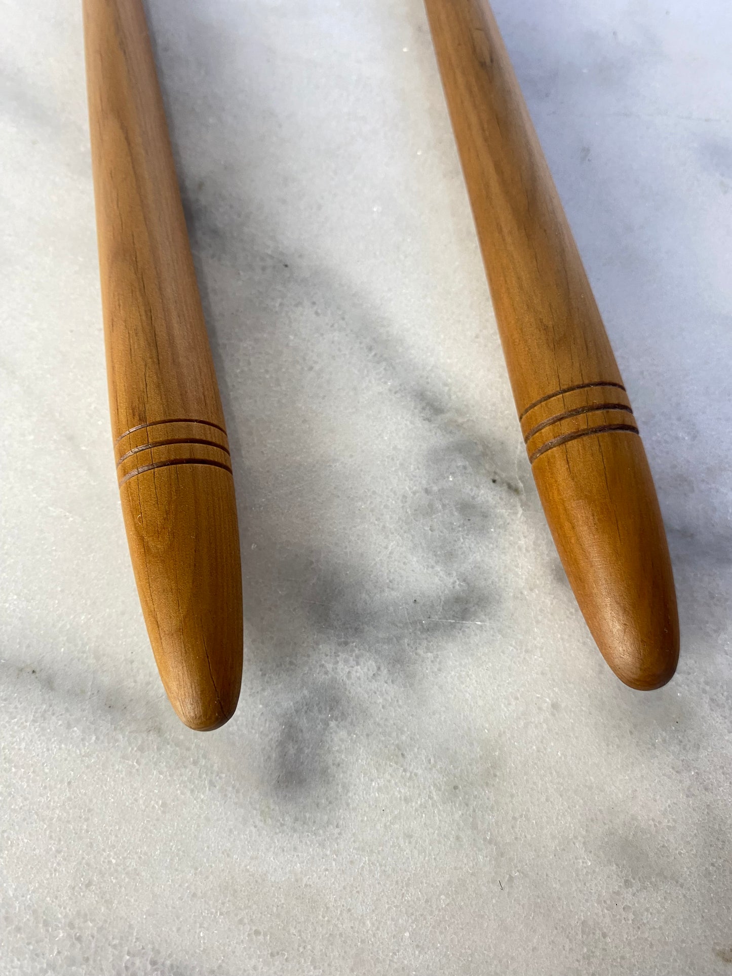 Vintage Sheffield England Wood Handled Salad Serving Set - a Pair