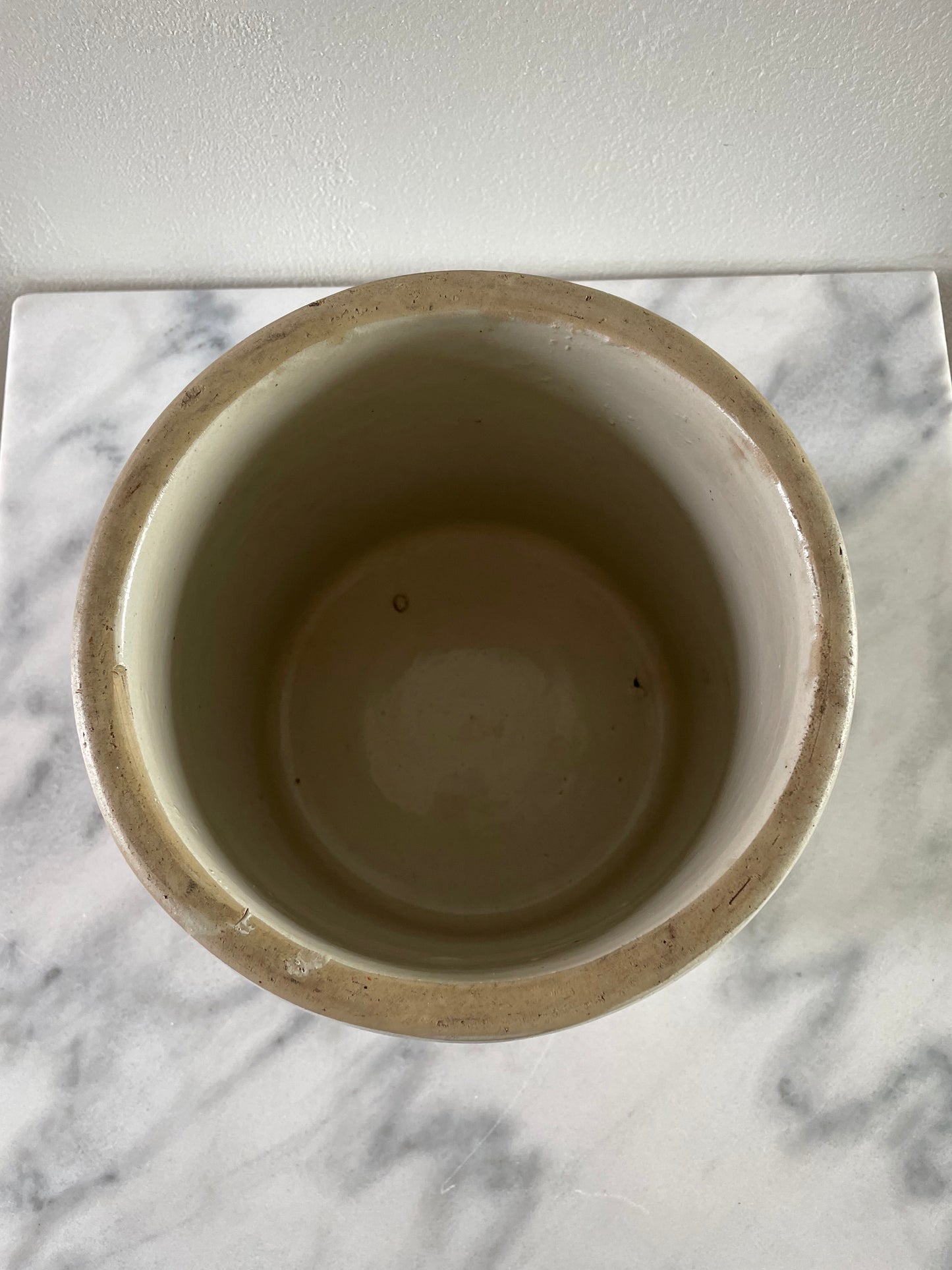 Mid 20th Century Earthenware Pottery Fermenting Crock Farmhouse Country Storage Vessel