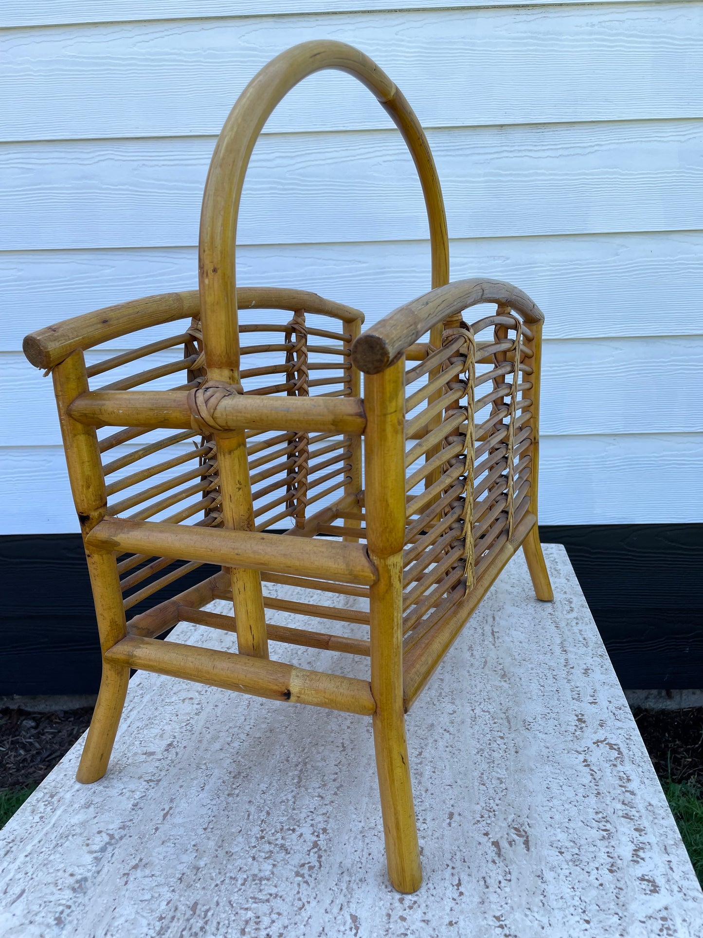 Vintage Boho Bamboo Magazine Rack