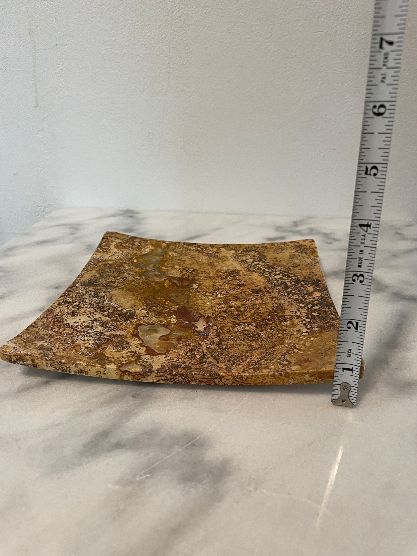 Vintage Marble Handcrafted Brown Dijon Red Gray Stone Tray