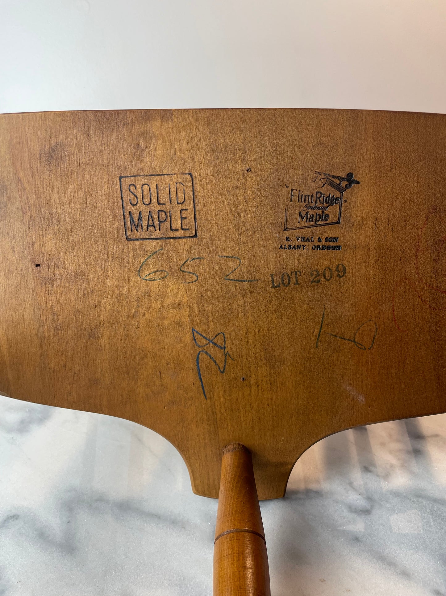 Vintage Early American Solid Maple Magazine Rack by R. Veal & Sons, Albany or — Windsor Style