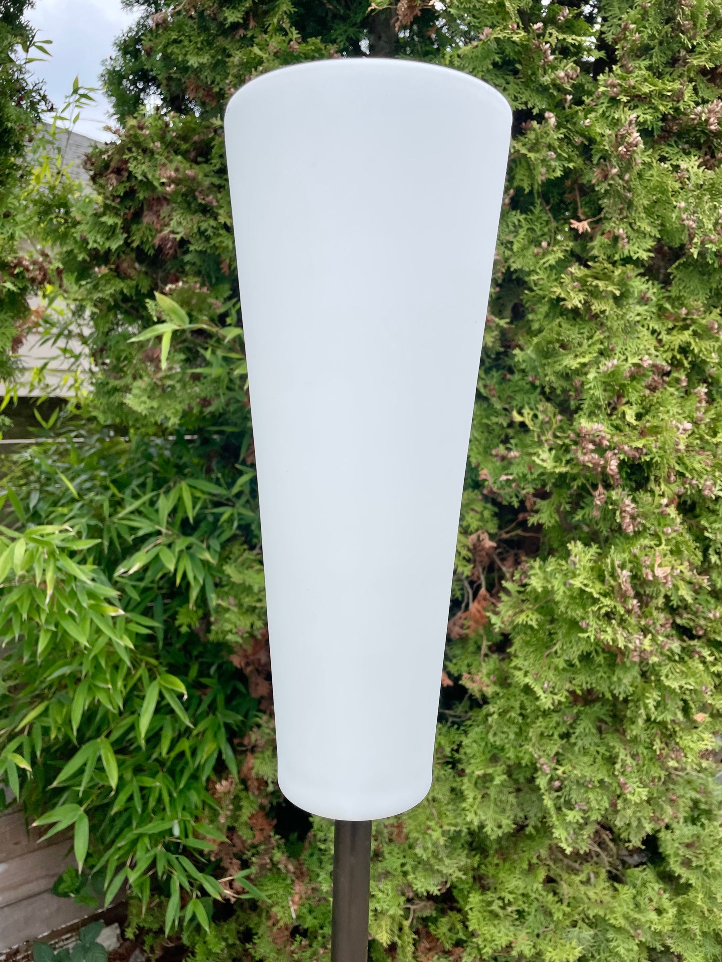 1980s Italian Postmodern Floor Lamp With Opaline Glass Shade — Minimalist Modern Torchère