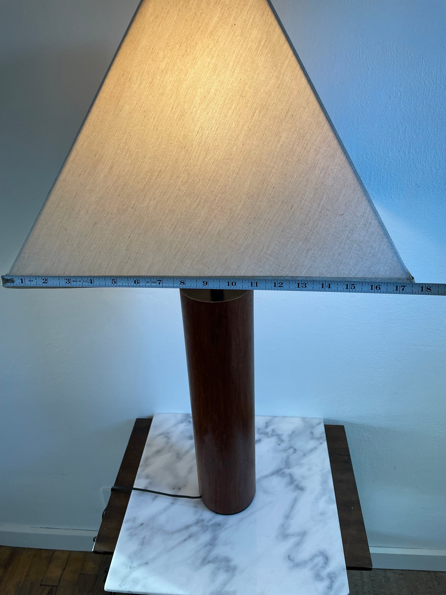 Mid 20th Century Minimalist Modern Walnut Cylinder Table Lamp