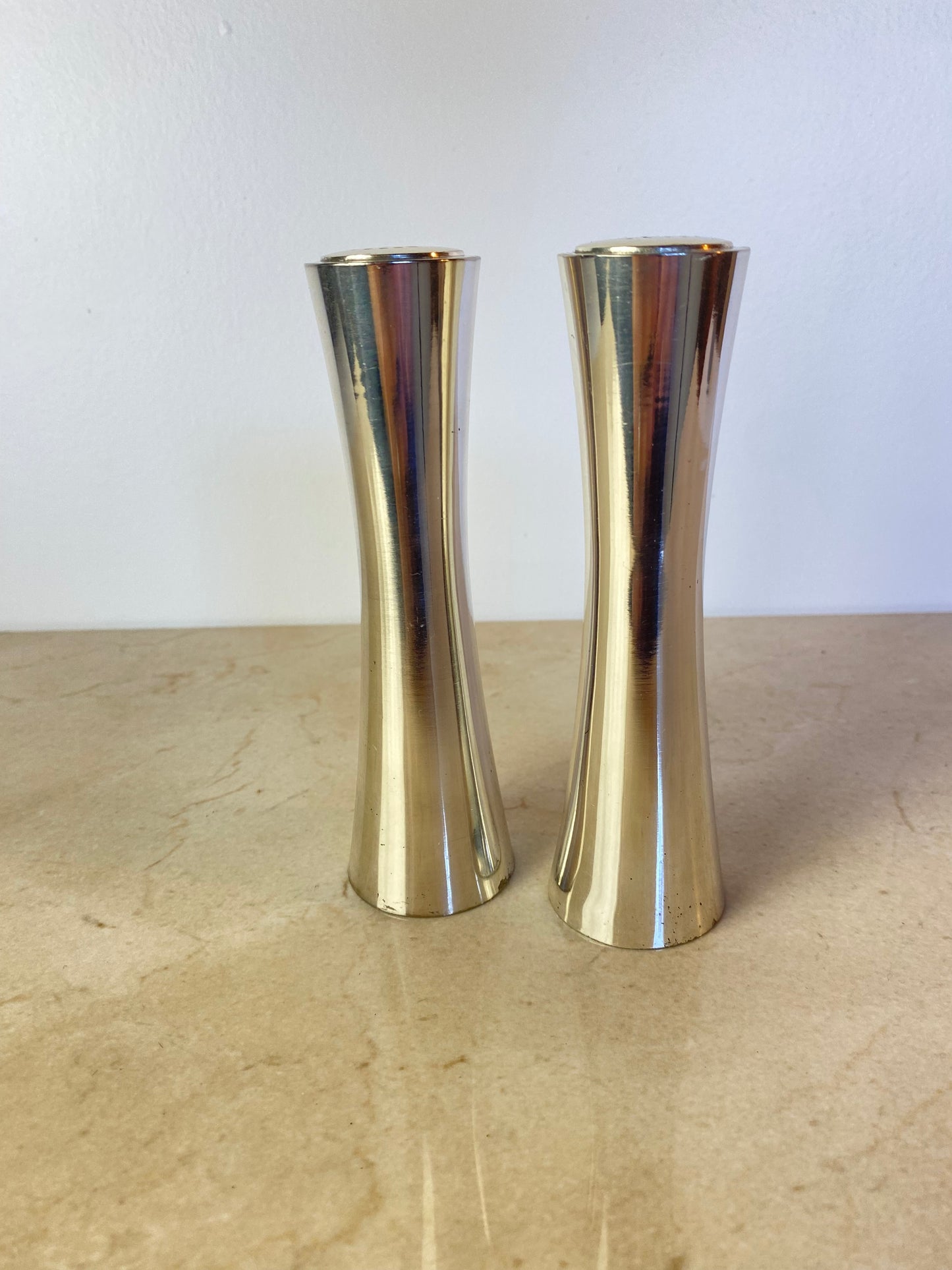 Vintage Japan Silverplate Hourglass Salt & Pepper Shakers, Mid-Century