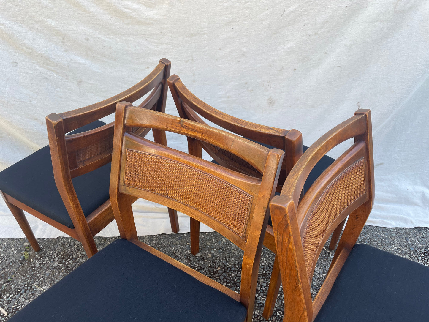 Merton Gershun for American of Martinsville "Accord" Walnut & Cane Dining Chairs - Set of 4