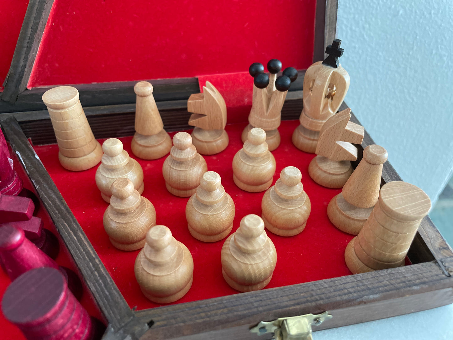 1996 Jerzy Luberda Three Player Wooden Chess Board Game - Pieces Black White Red