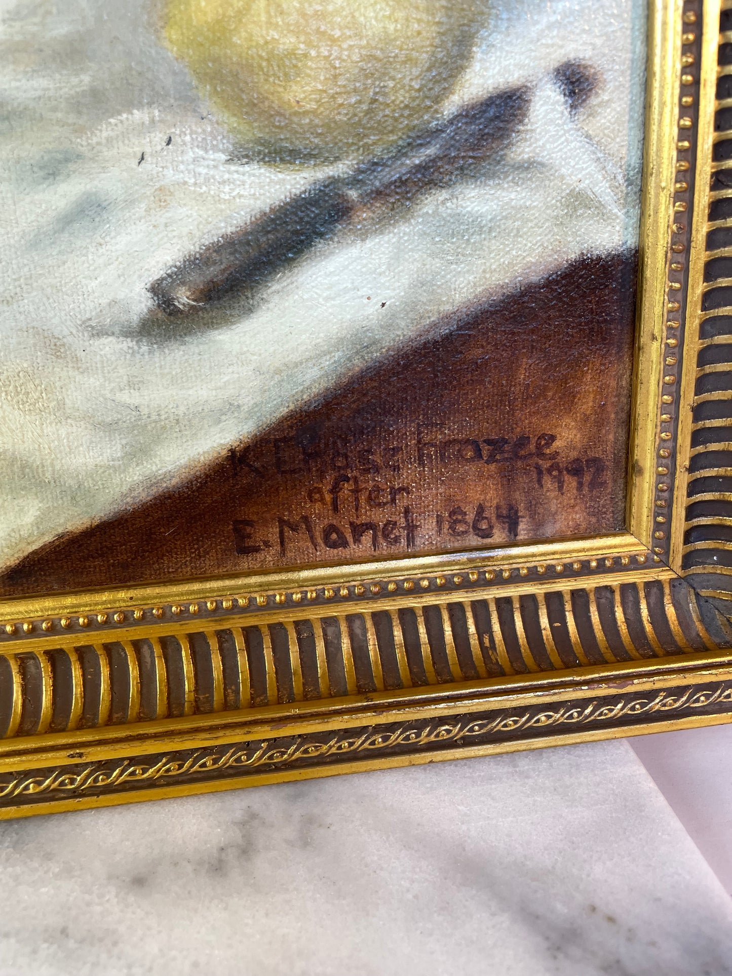 Karen Chase Frazee After Édouard Manet's Painting Titled Fish Still Life or Still Life With Carp