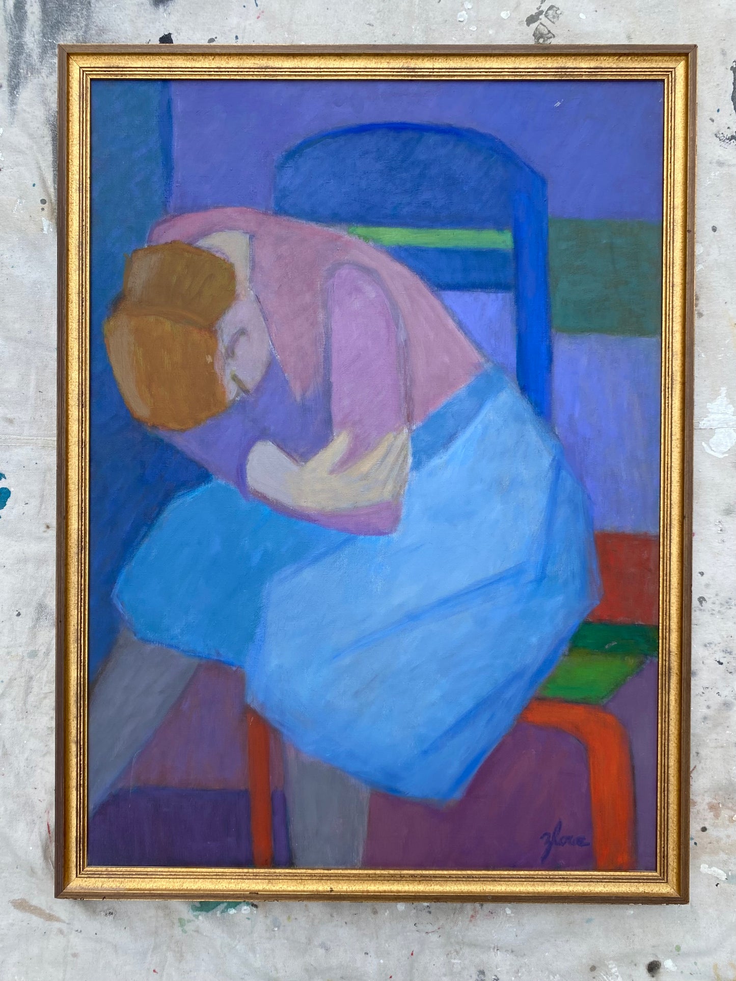 Original Mid 20th Century Figurative Oil Painting by Florence Zlowe (1902-1992)