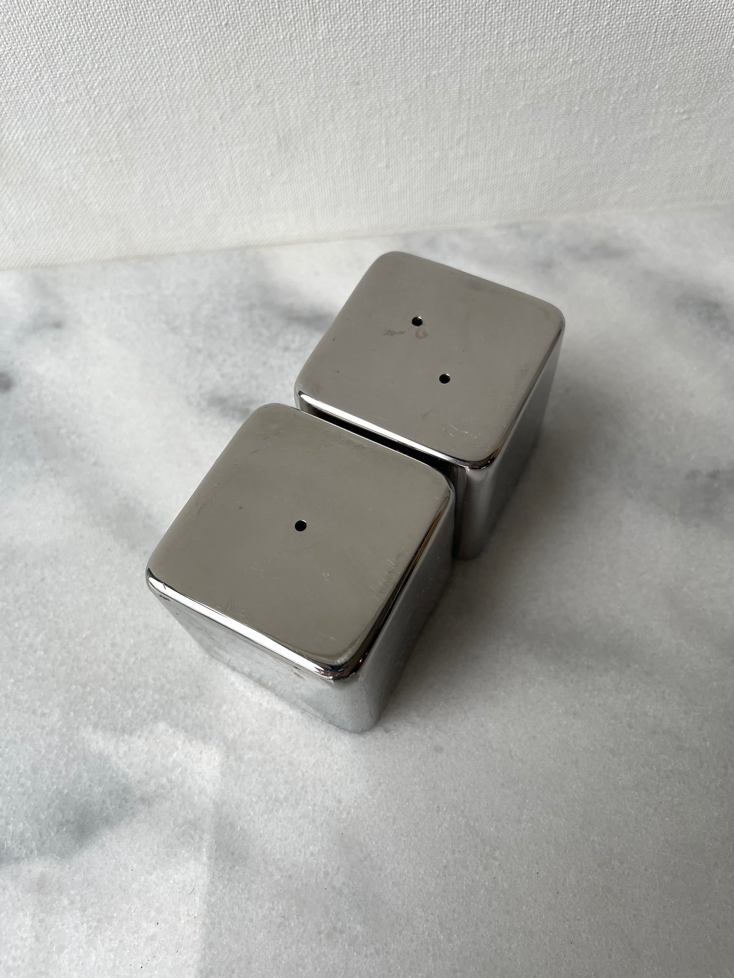 Vintage Modern Mirrored Cube Salt and Pepper Shakers