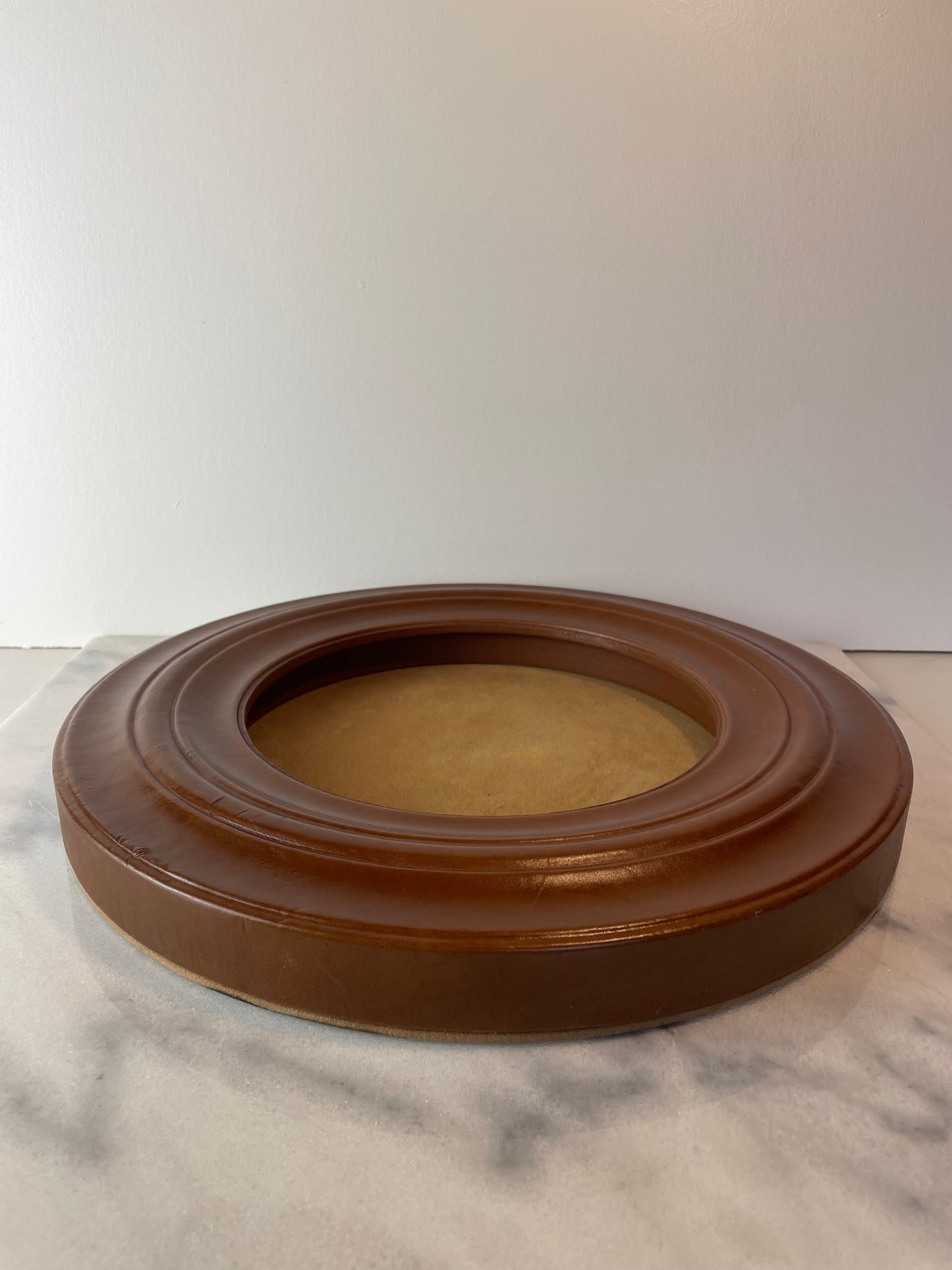 Contemporary Leather-Wrapped Picture Frame With Sculptural Molded Detailing