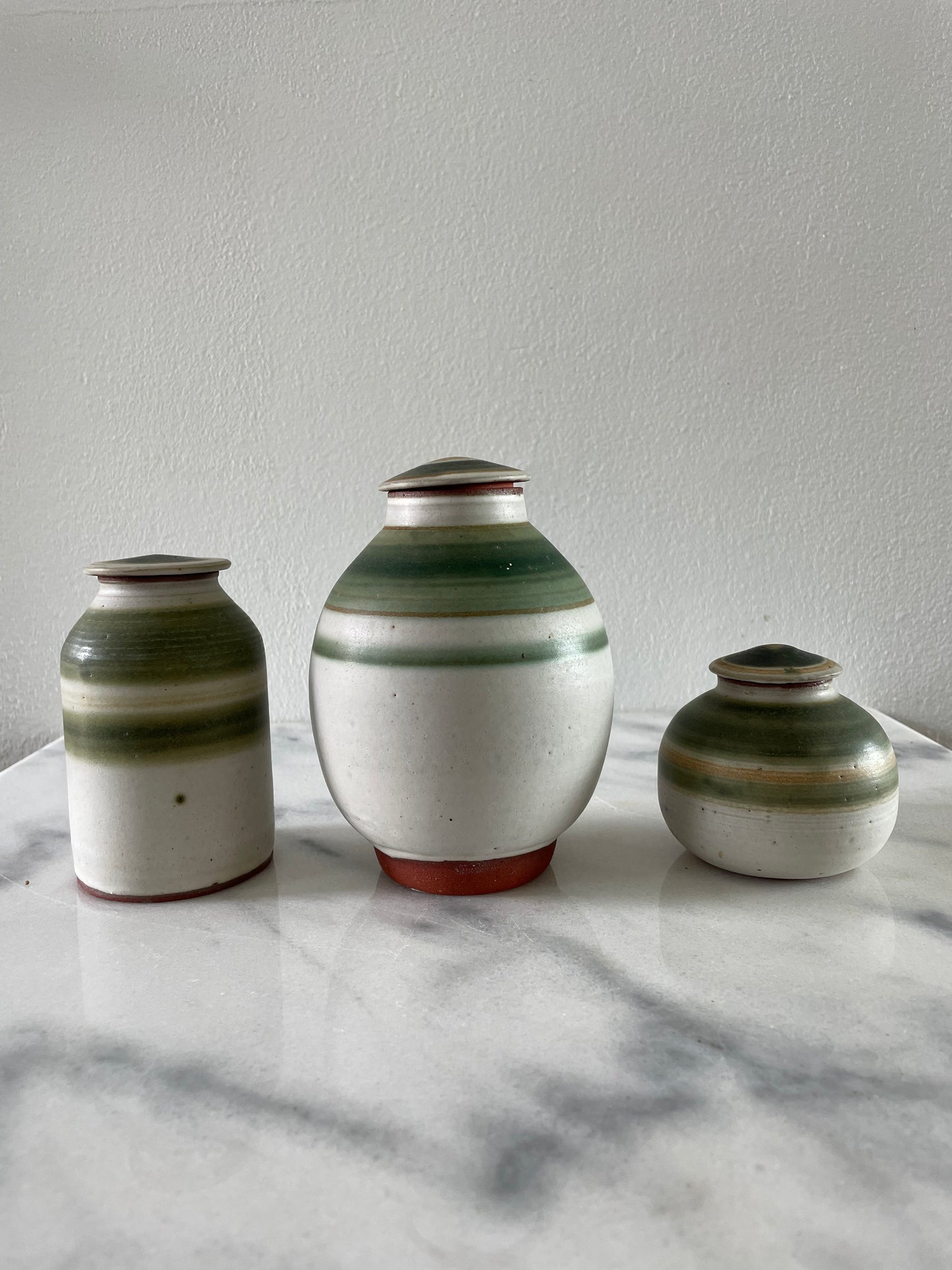 Mid 20th Century Studio Ceramic Jars With Lids - Set of 3