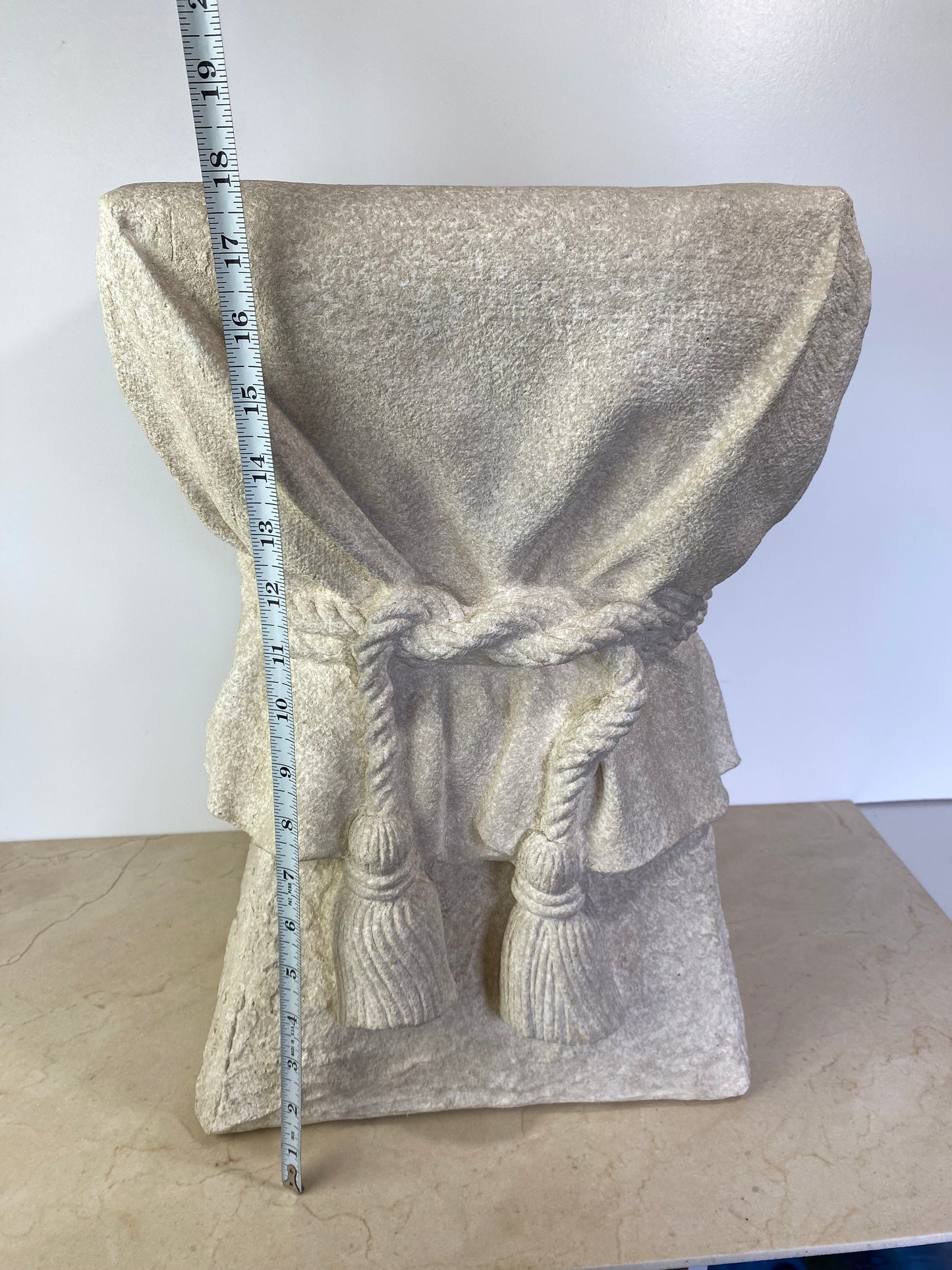 John Dickinson Style Plaster Faux Bois Draped Rope and Tassel Side Table