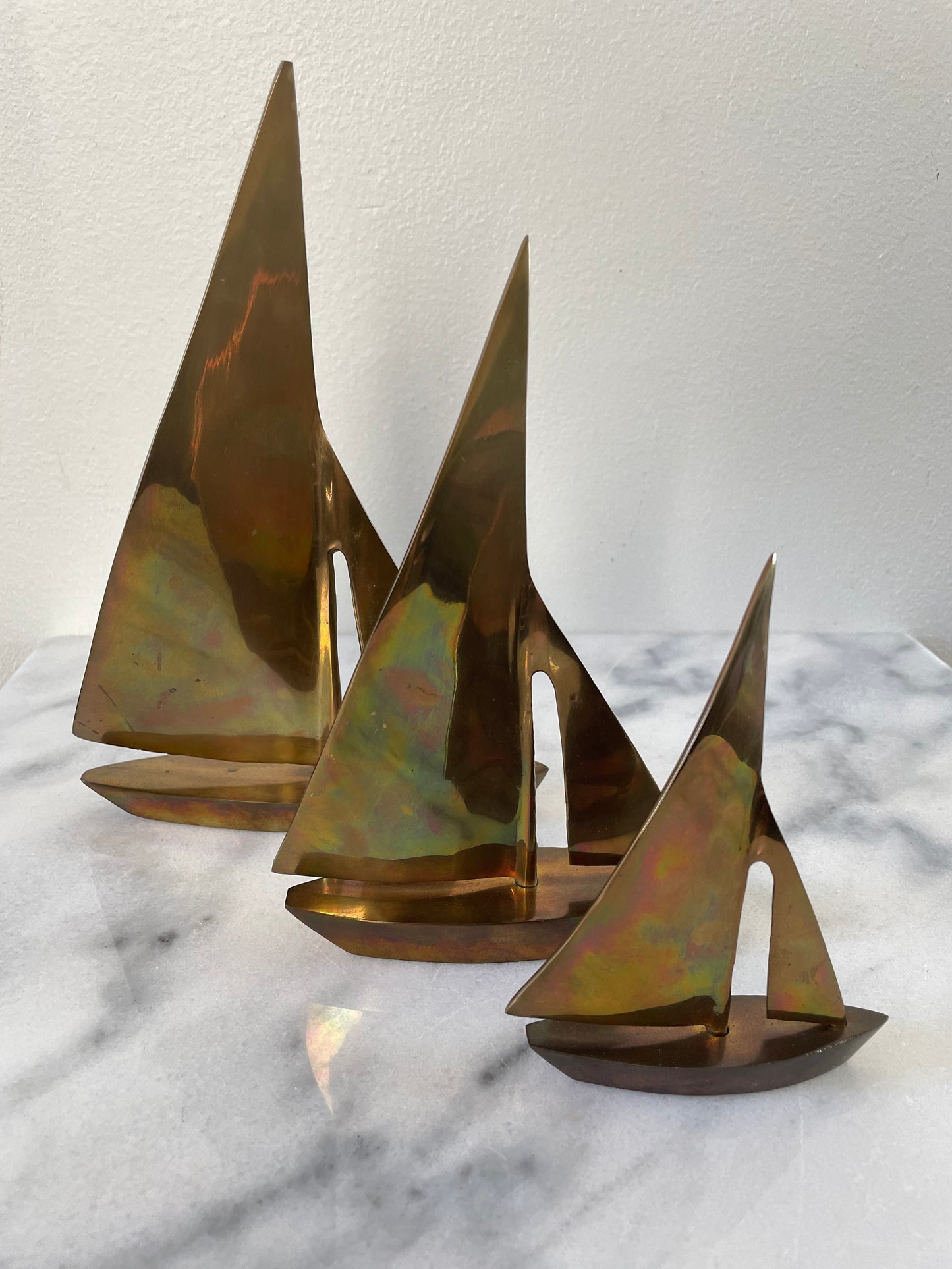 Vintage Collection of Brass Sailboat Figurines- Set of 3