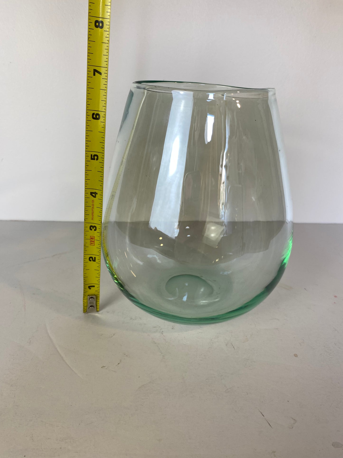 Vintage Hand-Blown Pale Turquoise Glass Vase, Tapered Form