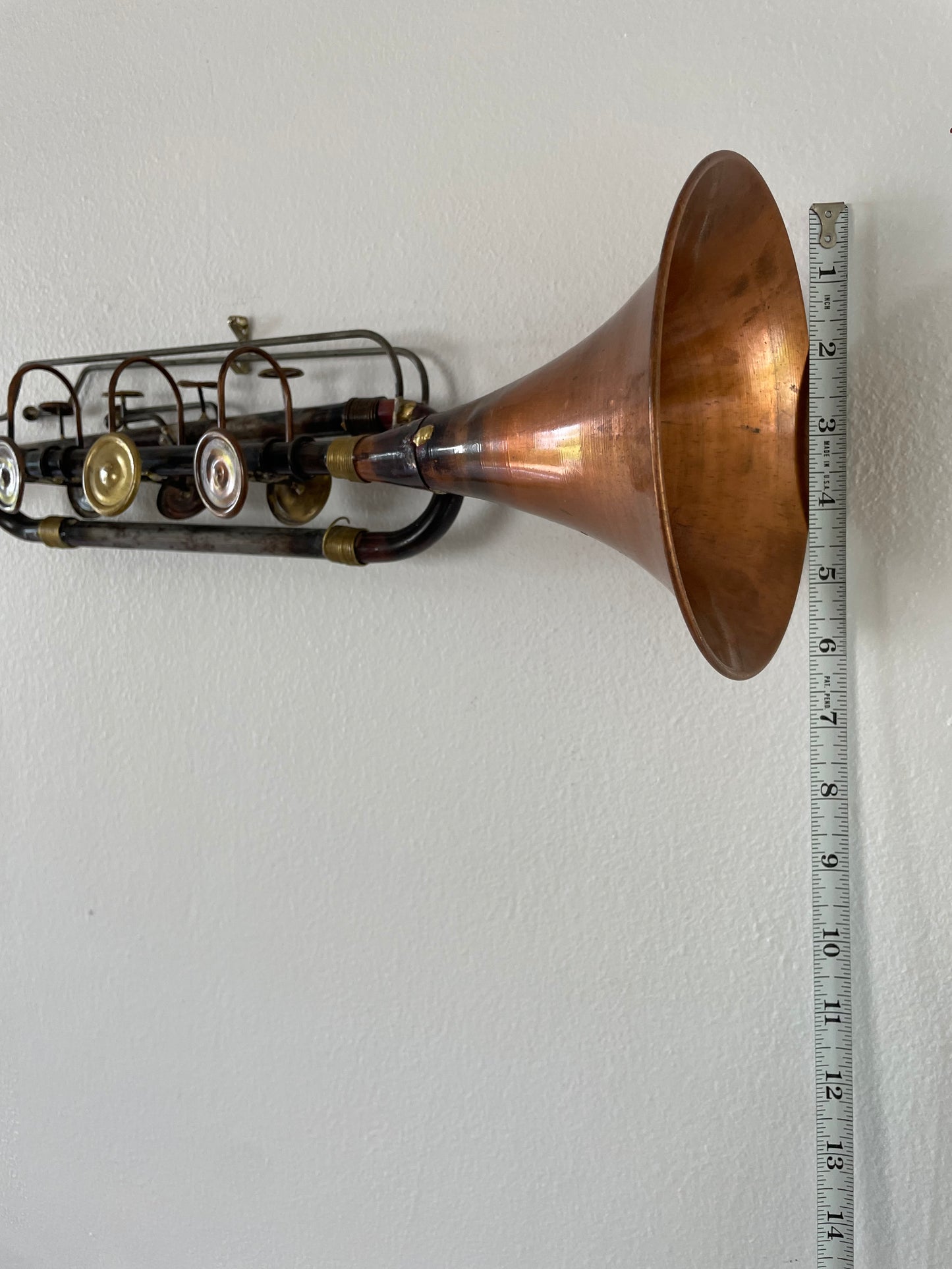 Mid 20th Century Vintage Mixed Metal Trumpet Sculpture