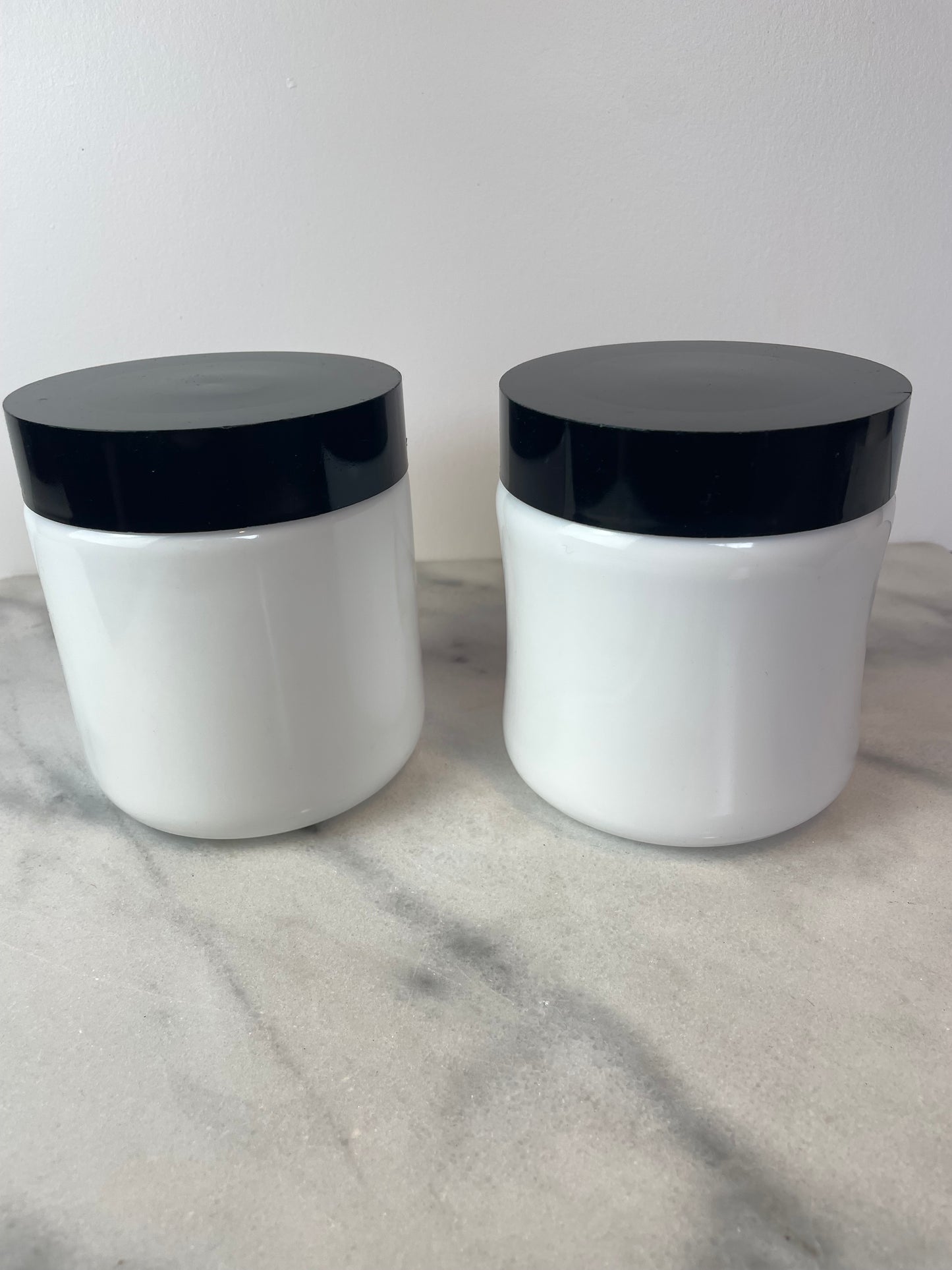 Egizia Italy Milk Glass Graphic Coffee & Sugar Canisters