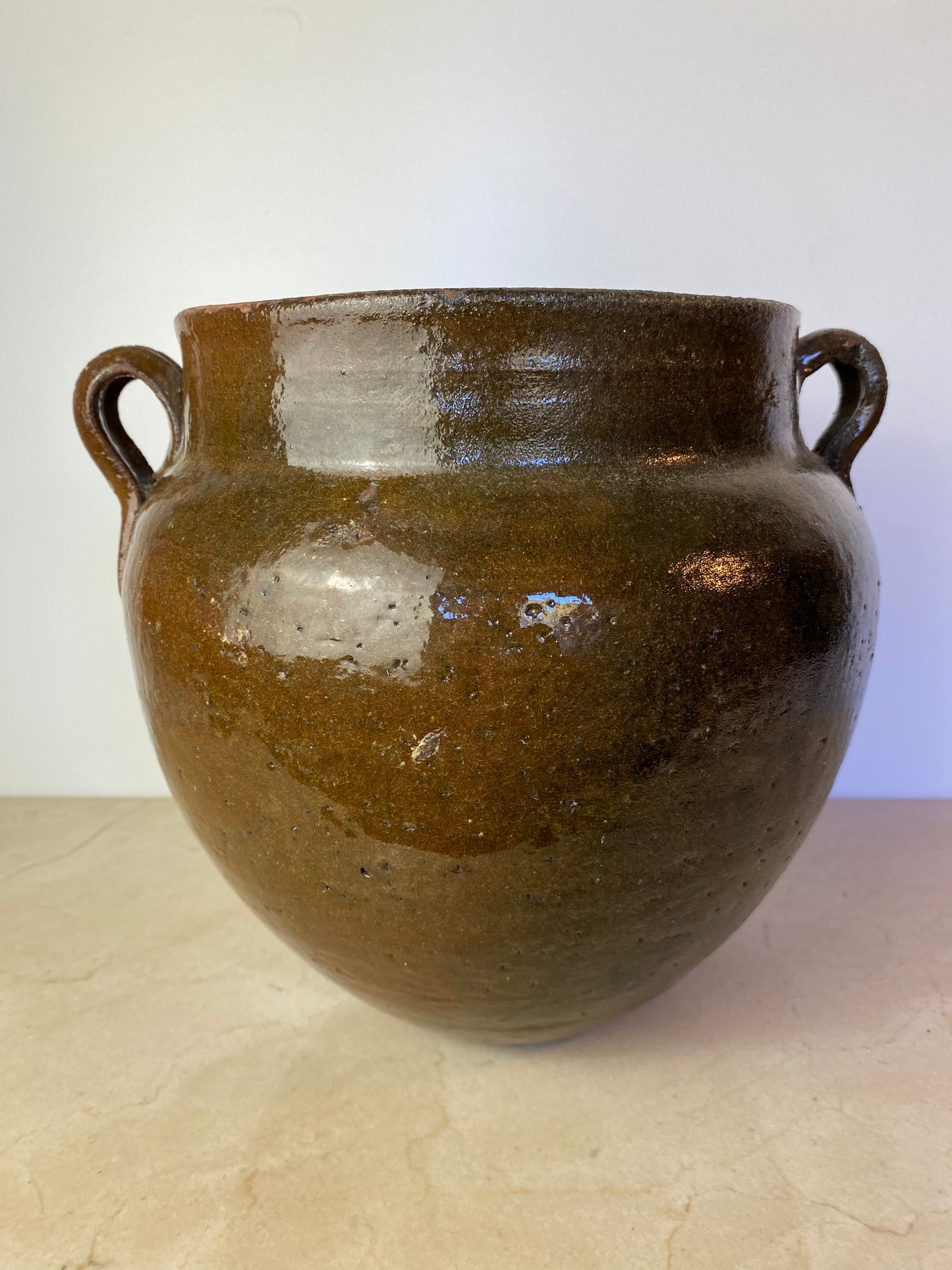 Antique French Glazed Terracotta Confit Pot, Southwest France