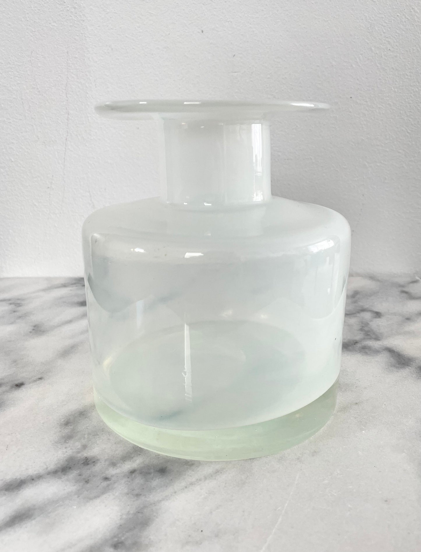 Vintage Mid-Century Scandinavian Modern White Blown Glass Gul Vase