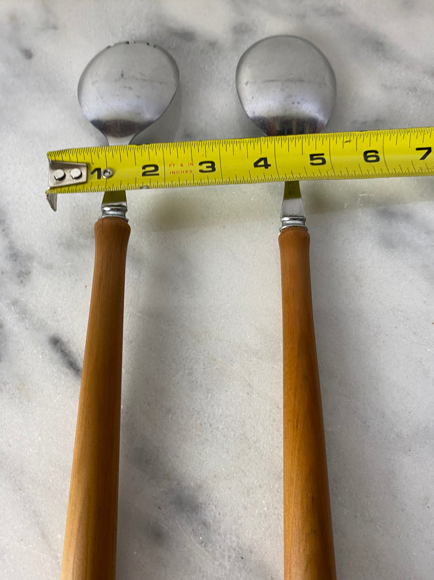Vintage Sheffield England Wood Handled Salad Serving Set - a Pair
