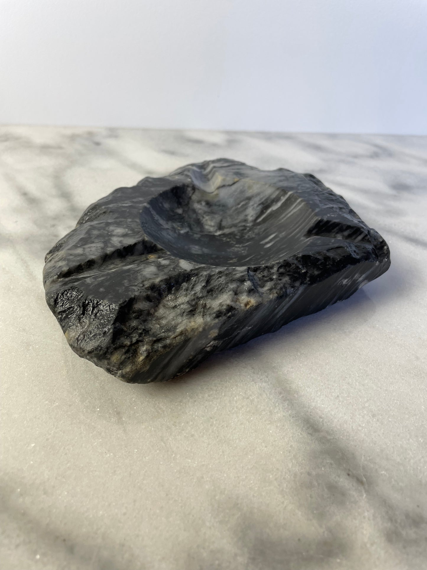 Mid 20th Century Organic Live Edge Polished Marble Ashtray