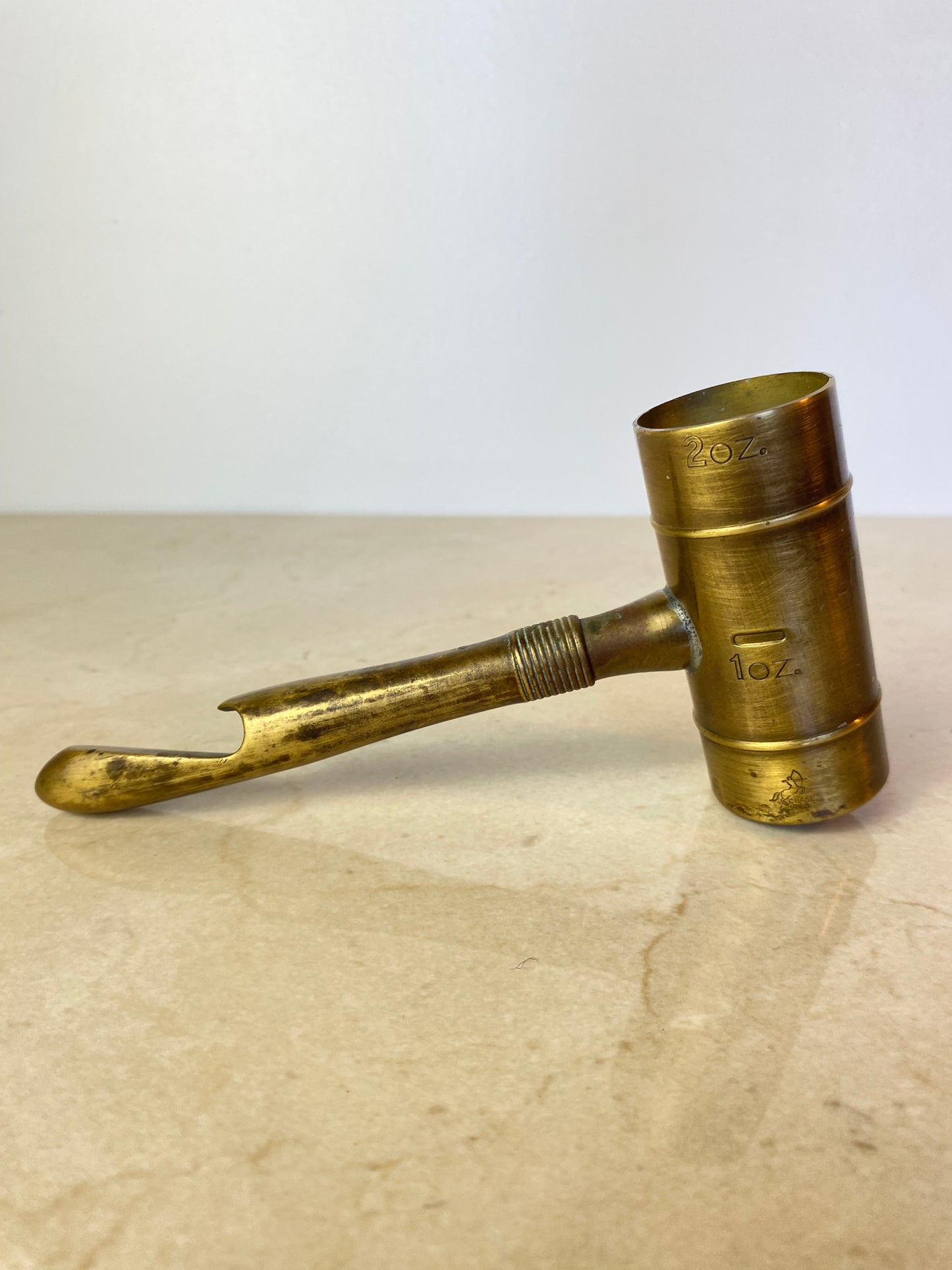 Vintage Chase Usa Art Deco Brass Jigger With Bottle Opener