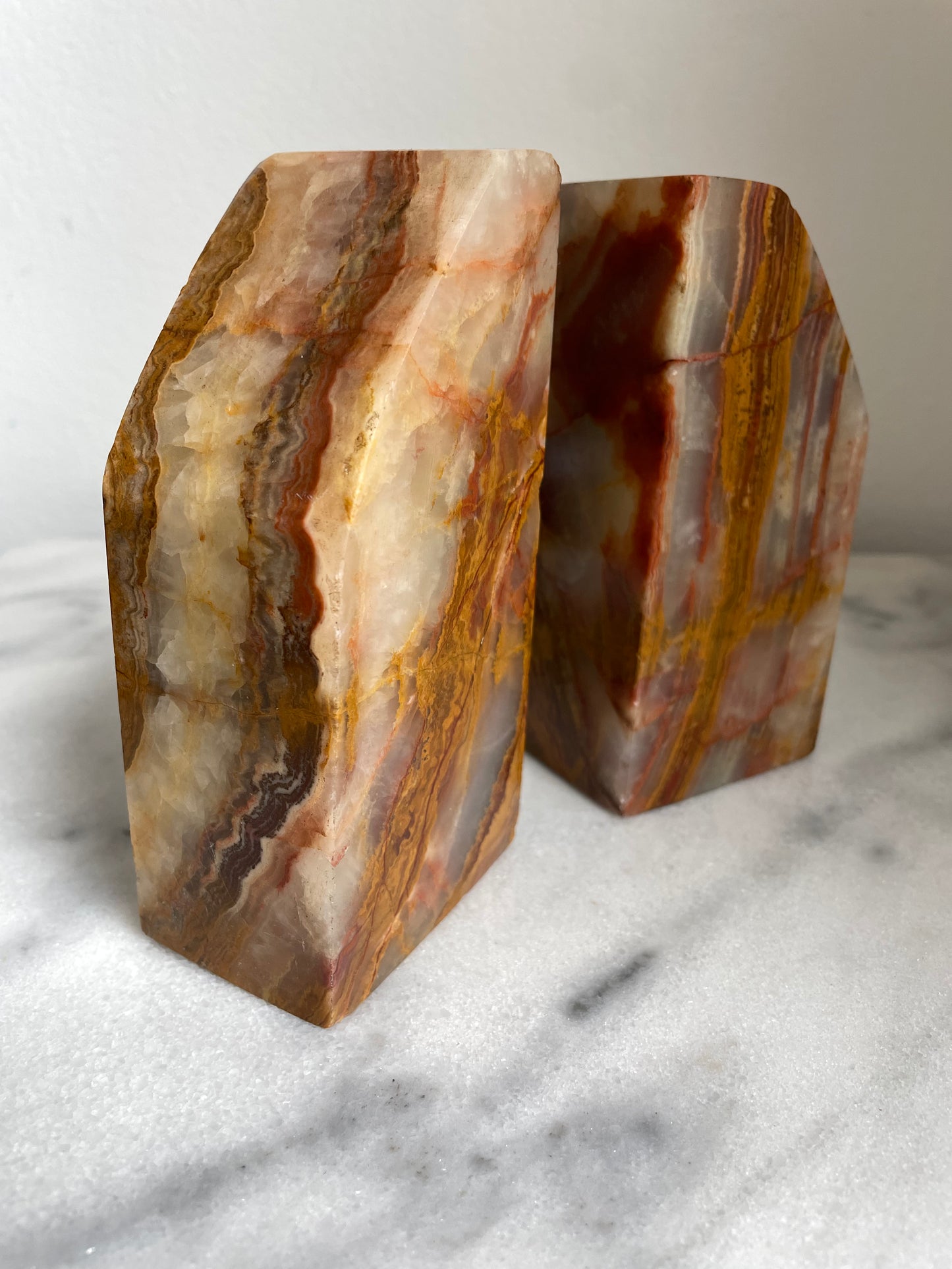 Vintage Solid Agate Slice Bookends- a Pair