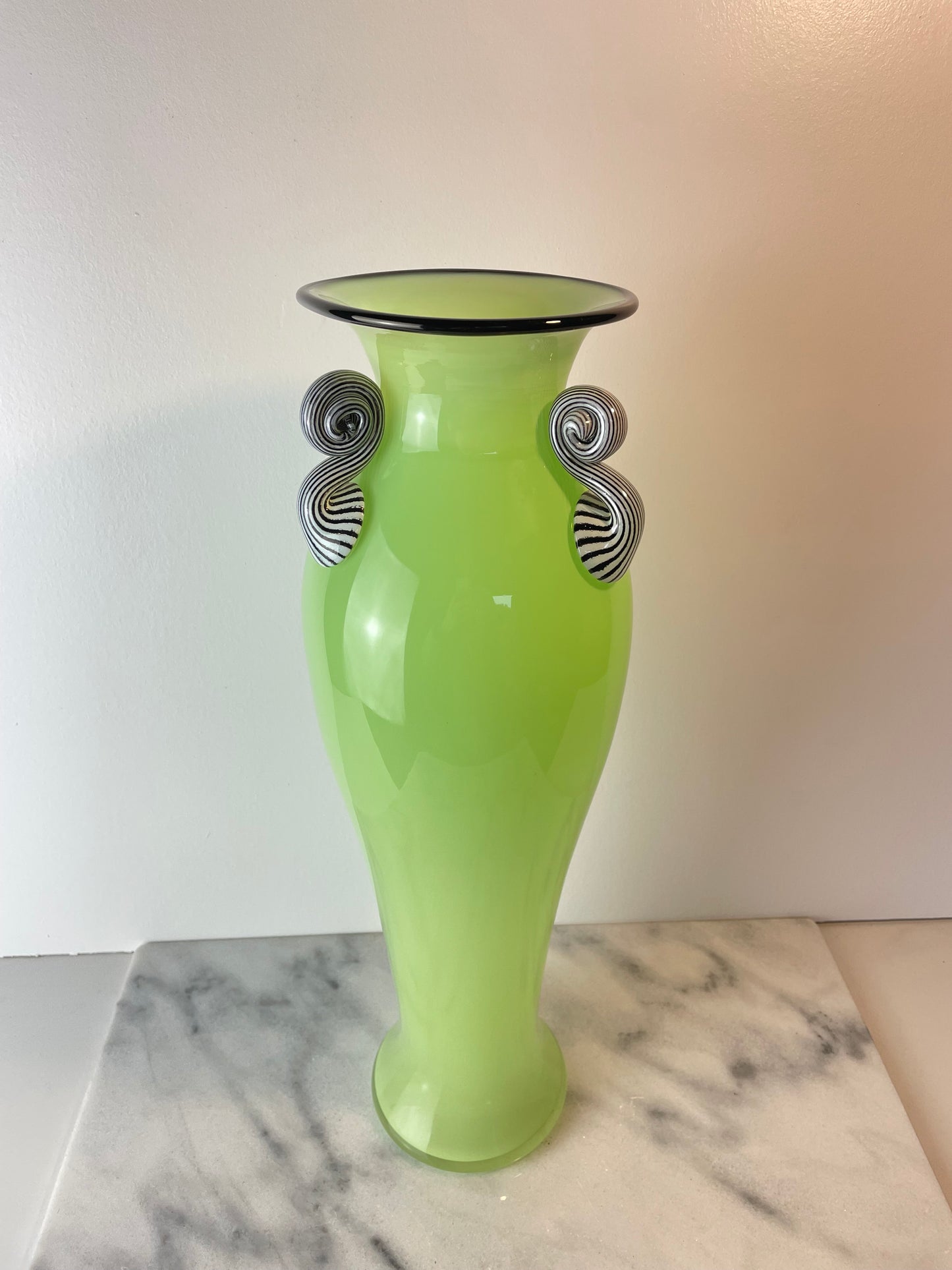 Dehanna Jones Contemporary Art Glass Vase — Signed Pale Lime Green Studio Glass