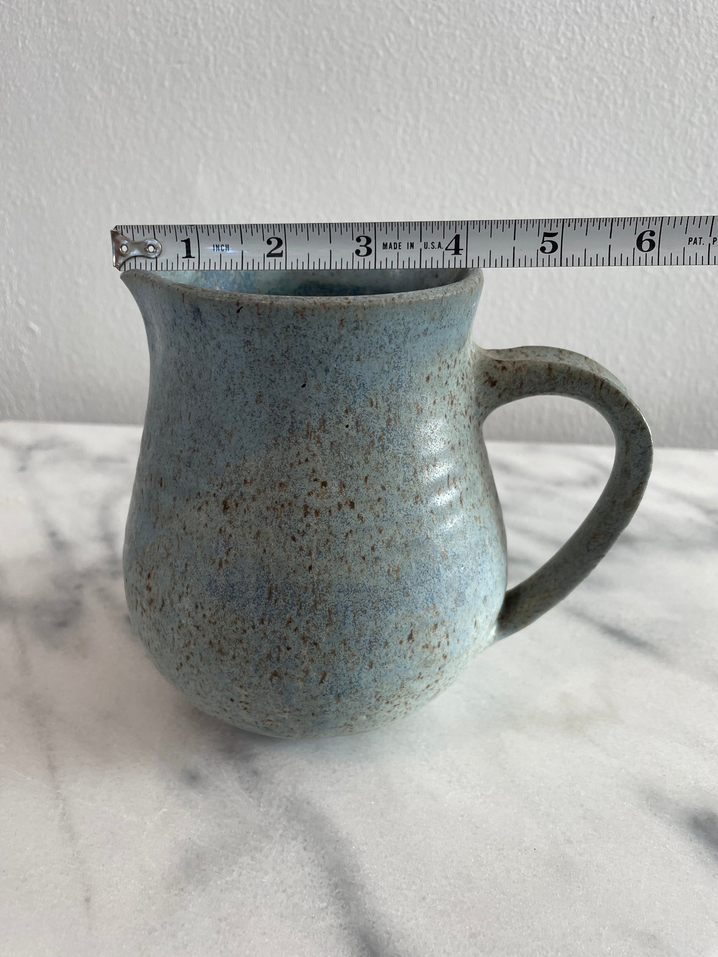 Handmade Studio Ceramic Pitcher With Light Blue-Gray Glaze