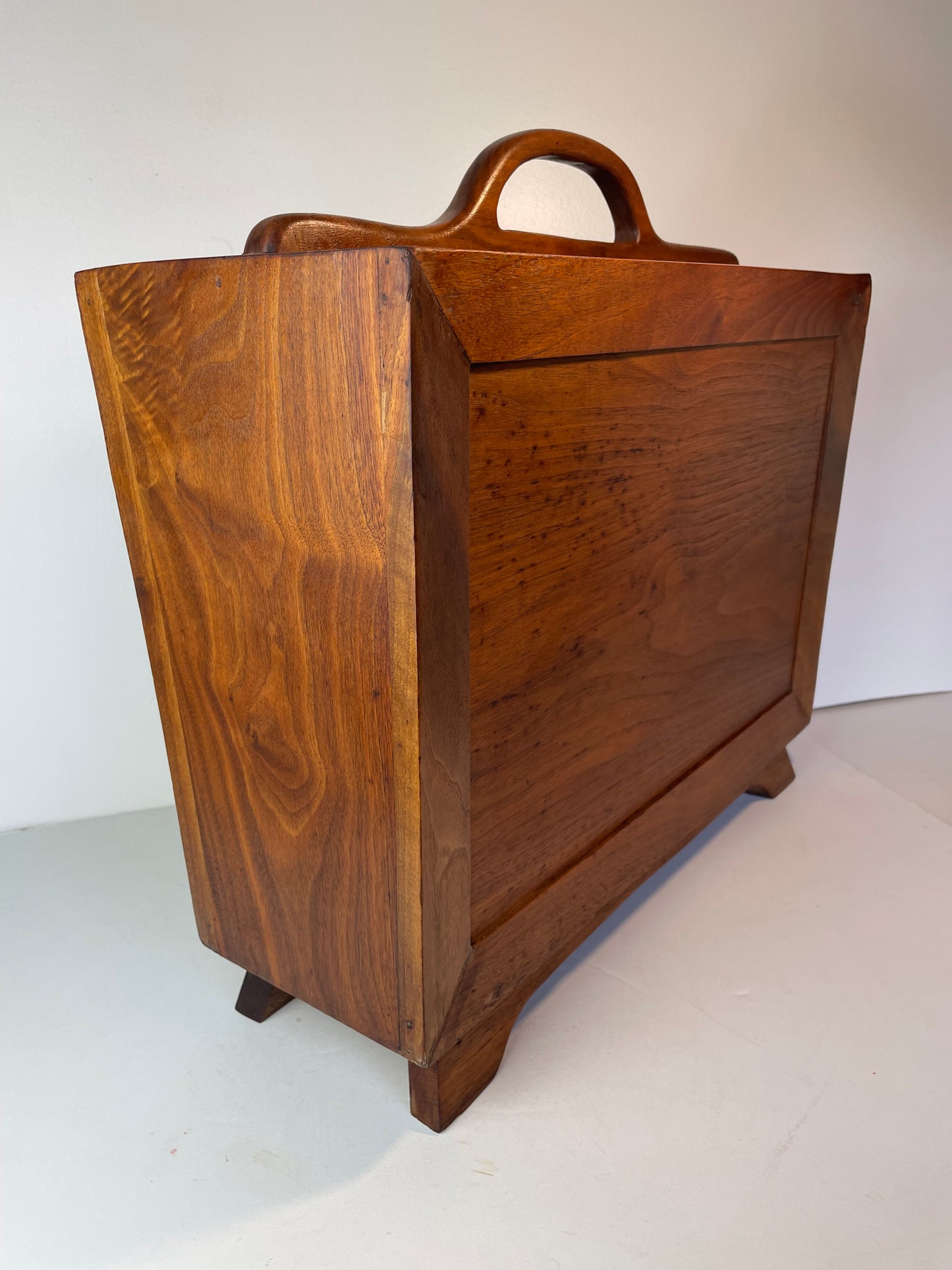 Vintage Woodcraft Studio Made Solid Walnut Magazine Holder