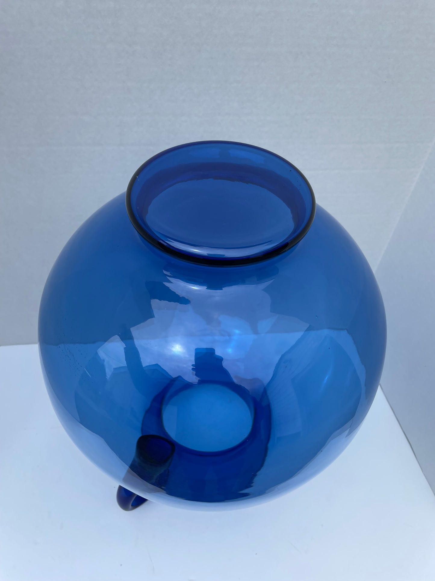 Large Hand Blown Blue Glassware for Tiara Exclusives Circa 1970s