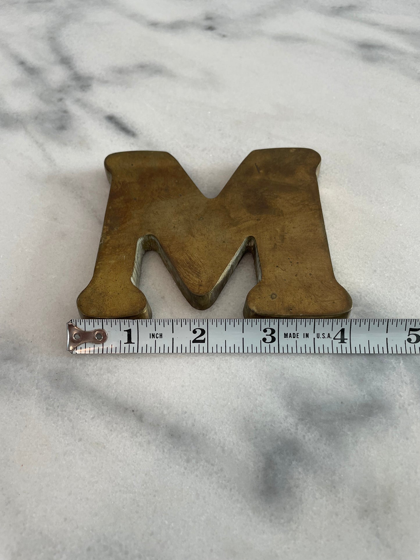 Vintage Solid Brass "M" Paperweight