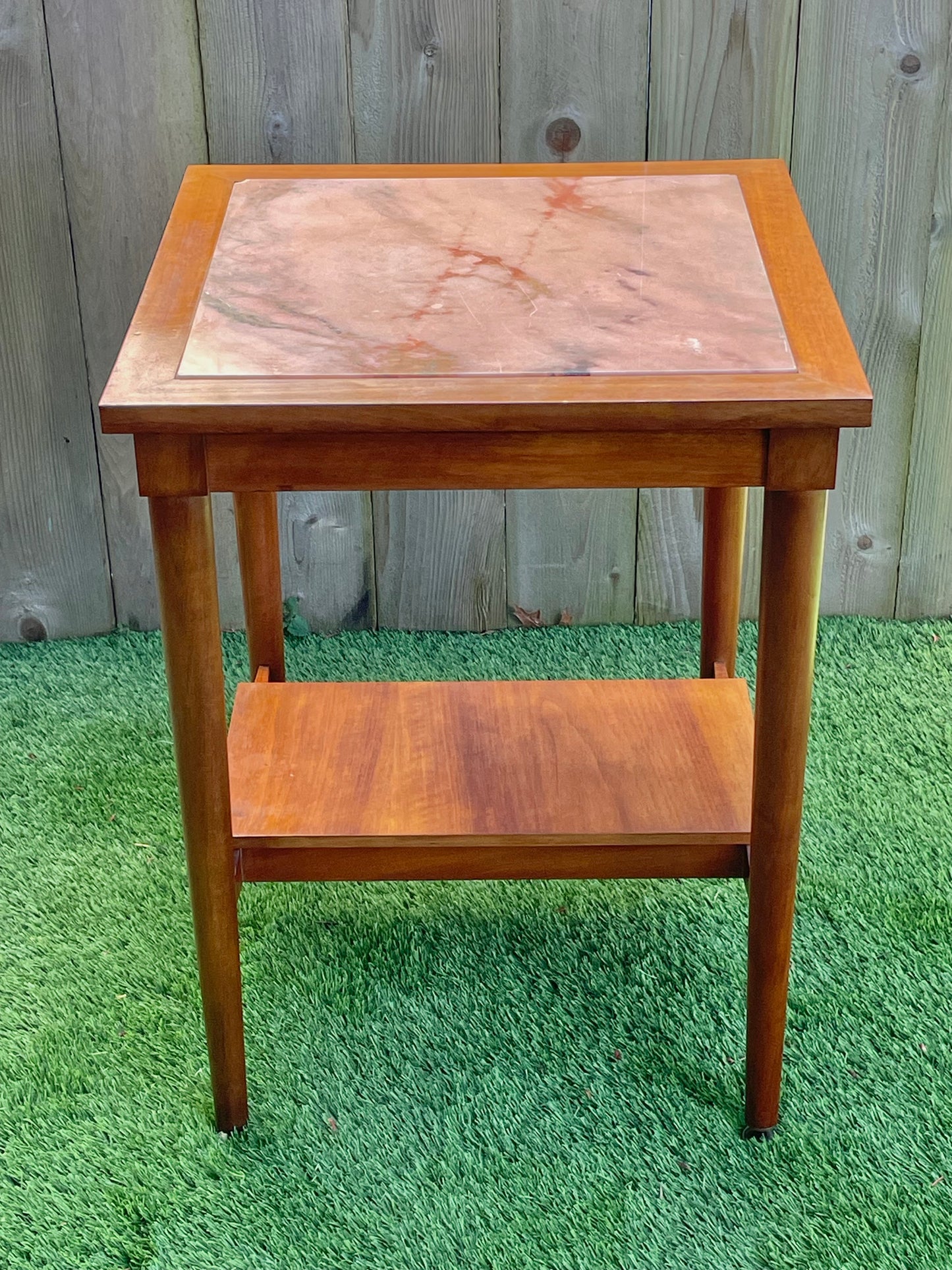 Mid 20th Century Mid-Century Modern Marble and Walnut Side Table