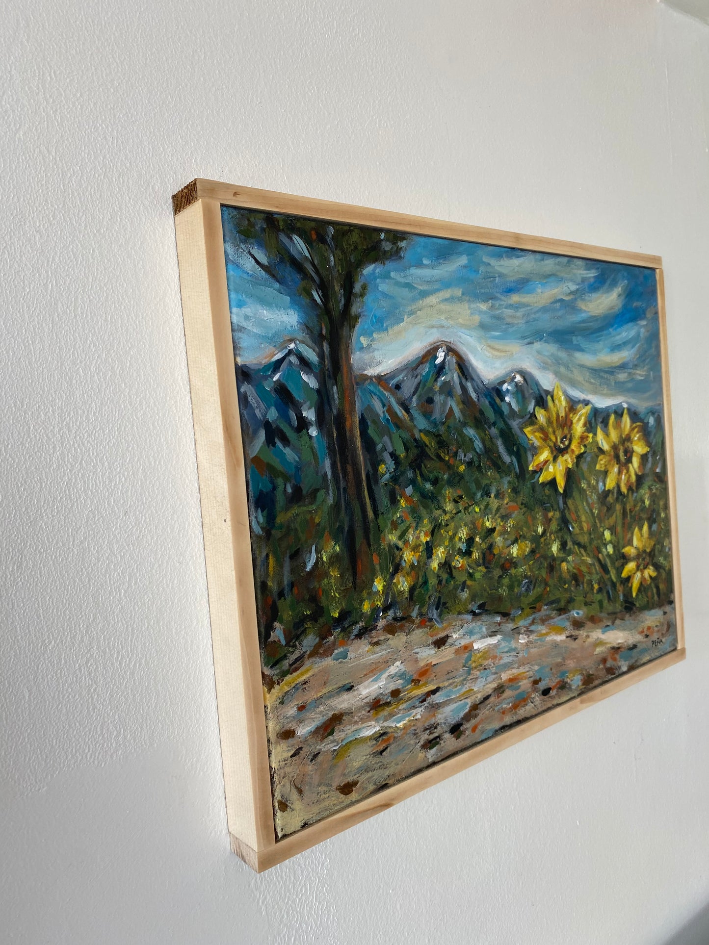 Original Pacific Northwest Landscape Painting – Icicle Ridge, Leavenworth by Francisco Peña – Framed 21” x 17”