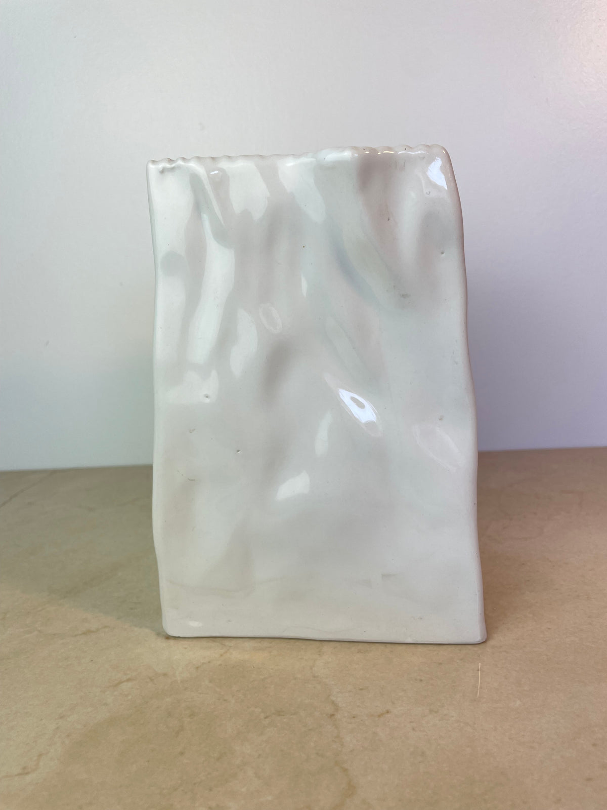 Vintage Mancer Italian Pop Art Ceramic Paper Bag Vase, Mc388