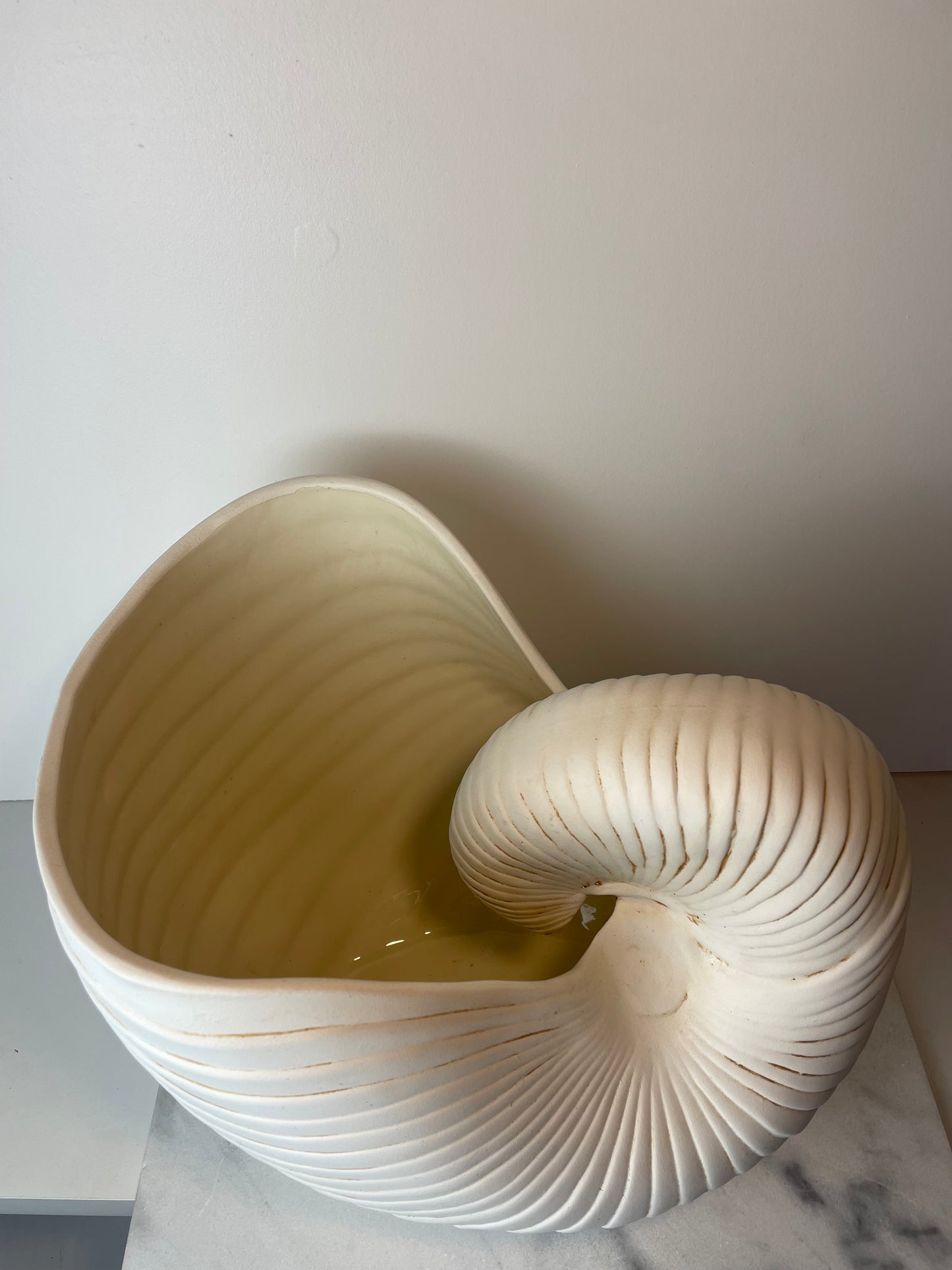 Large Scale Ceramic Nautilus Shell Sculptural Vessel