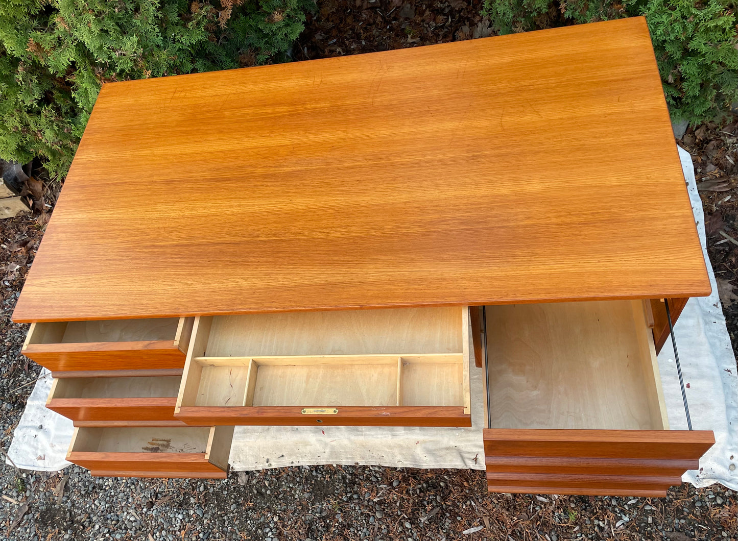 Mid 20th Century Danish Mid Century Modern Teak Executive Desk With Rear Bookcase