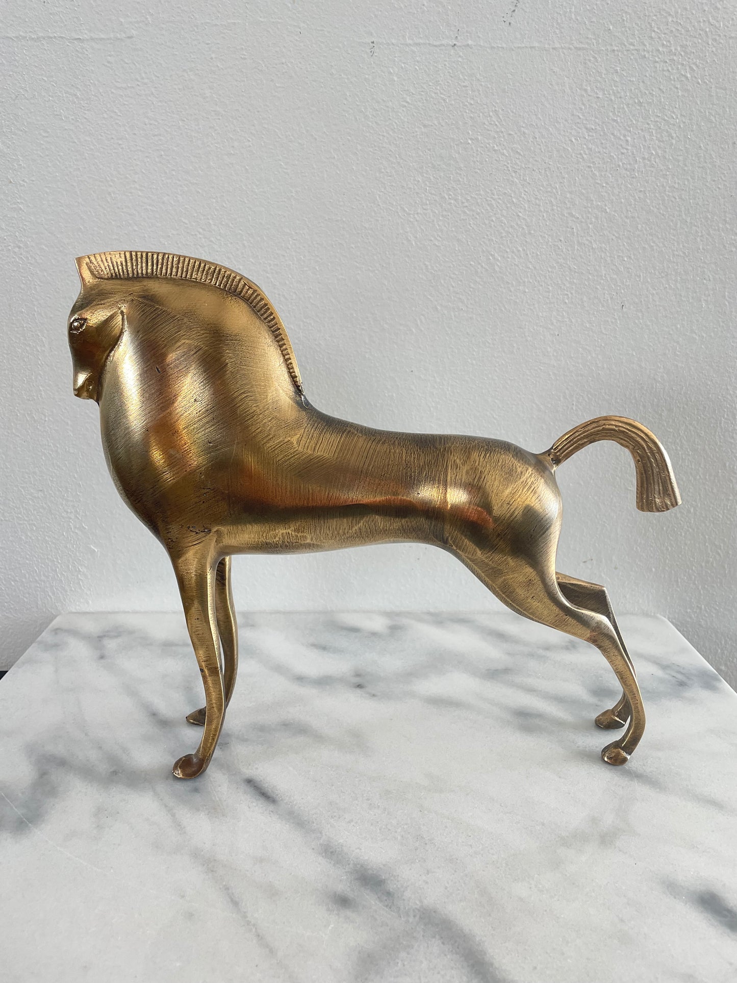 Mid 20th Century Metal Etruscan Horse Sculpture After Boris Lovet Lorski