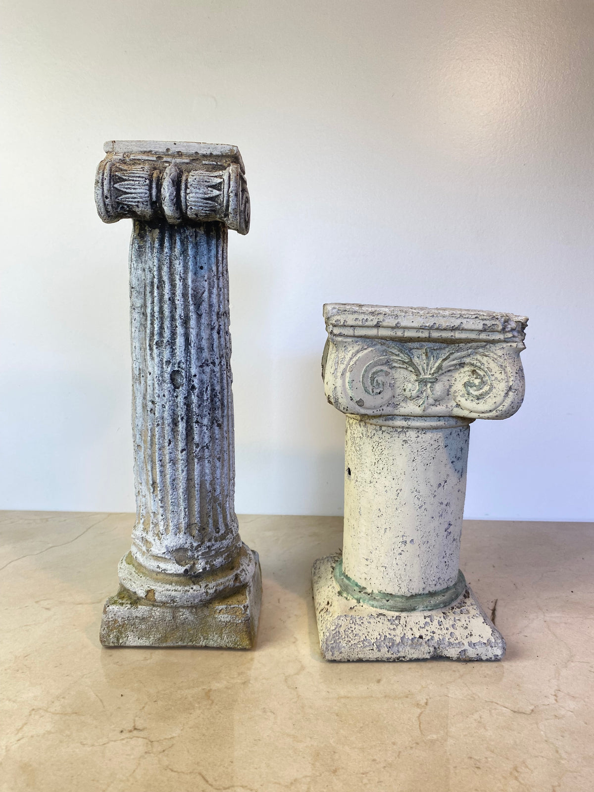 Pair of Rustic Plaster Neoclassical Column Pedestals