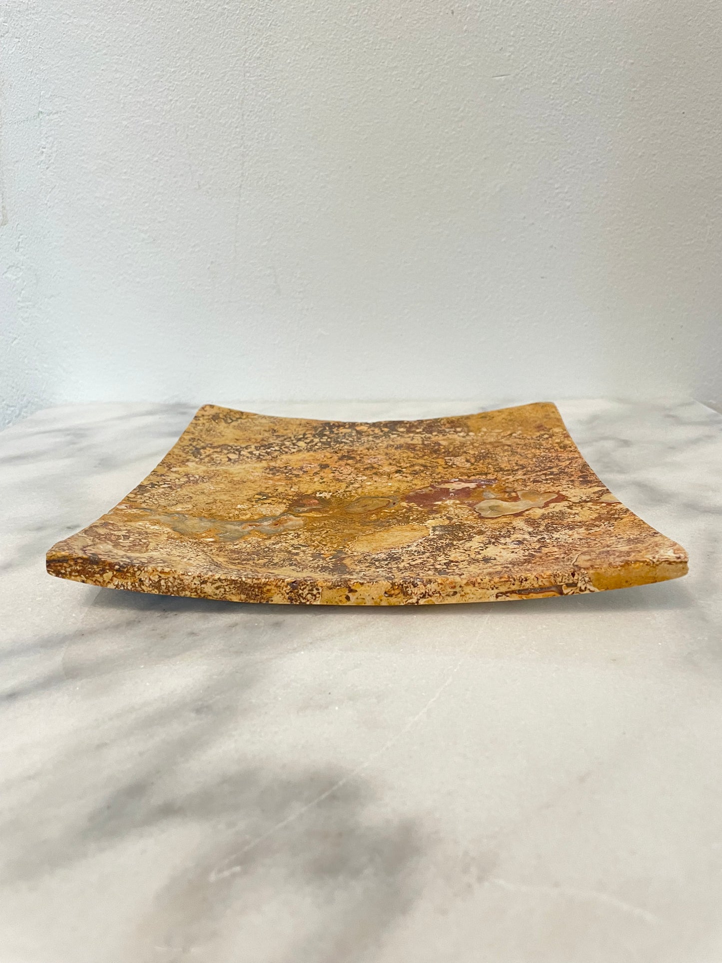 Vintage Marble Handcrafted Brown Dijon Red Gray Stone Tray