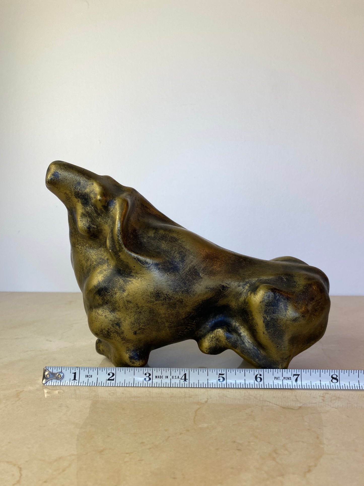 Signed Mid-Century Modern Brutalist Ceramic Bull Sculpture by Boštjan Putrih, 1970s