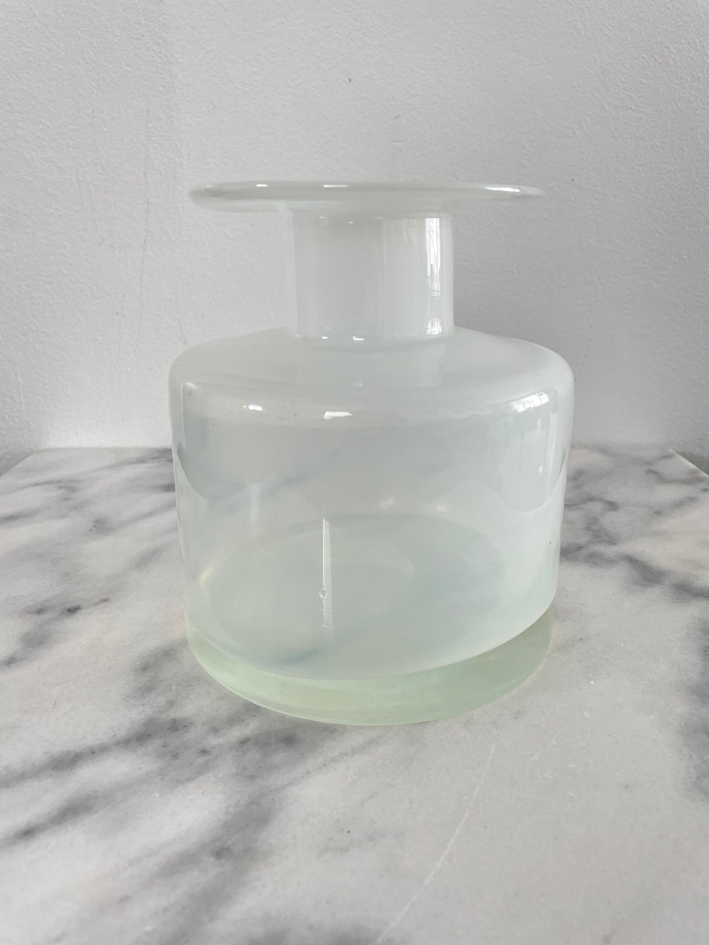 Vintage Mid-Century Scandinavian Modern White Blown Glass Gul Vase