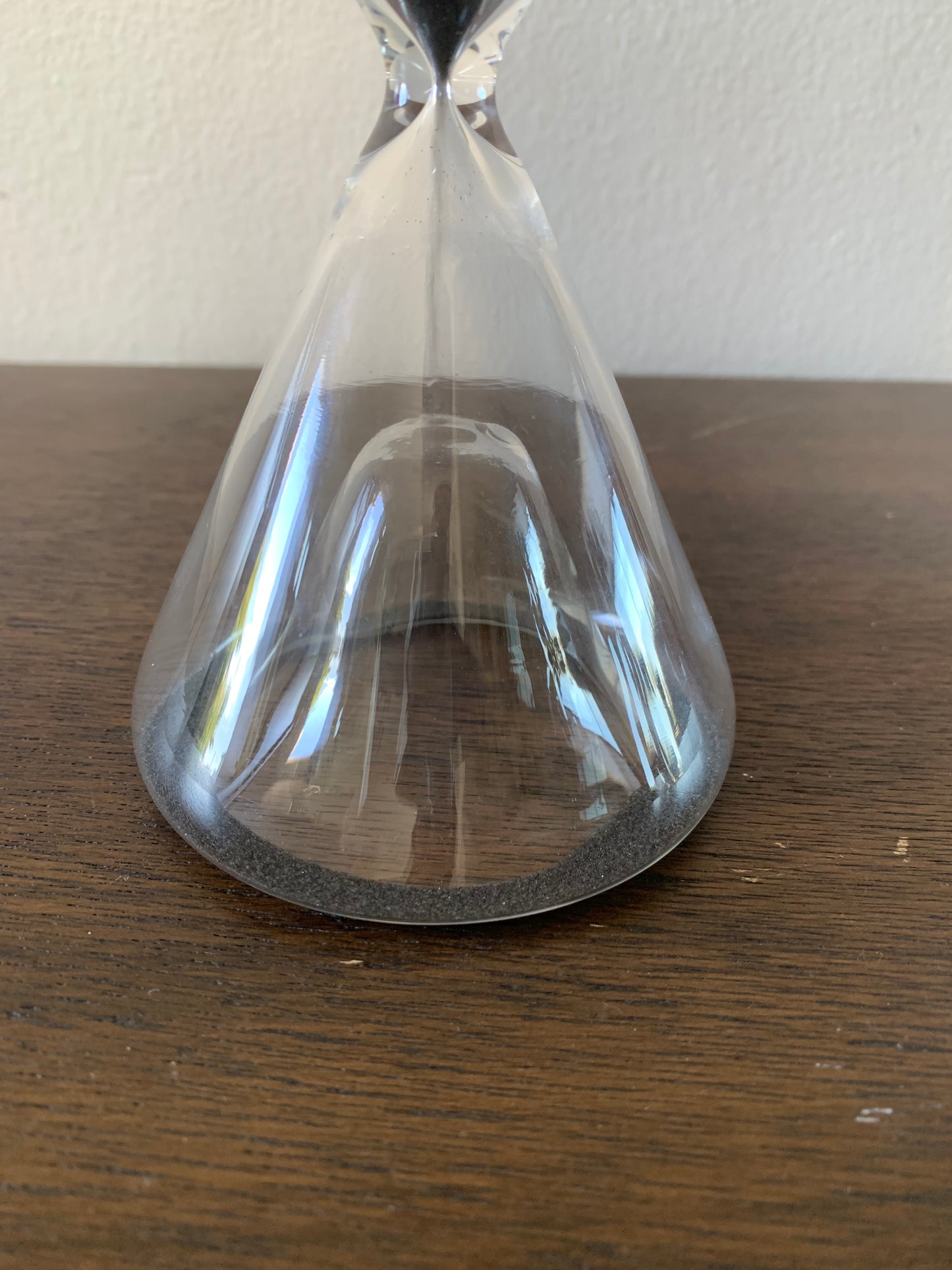 Mid-Century Modern Blown Cone Shape 1/2 Hour Glass With Black Sand