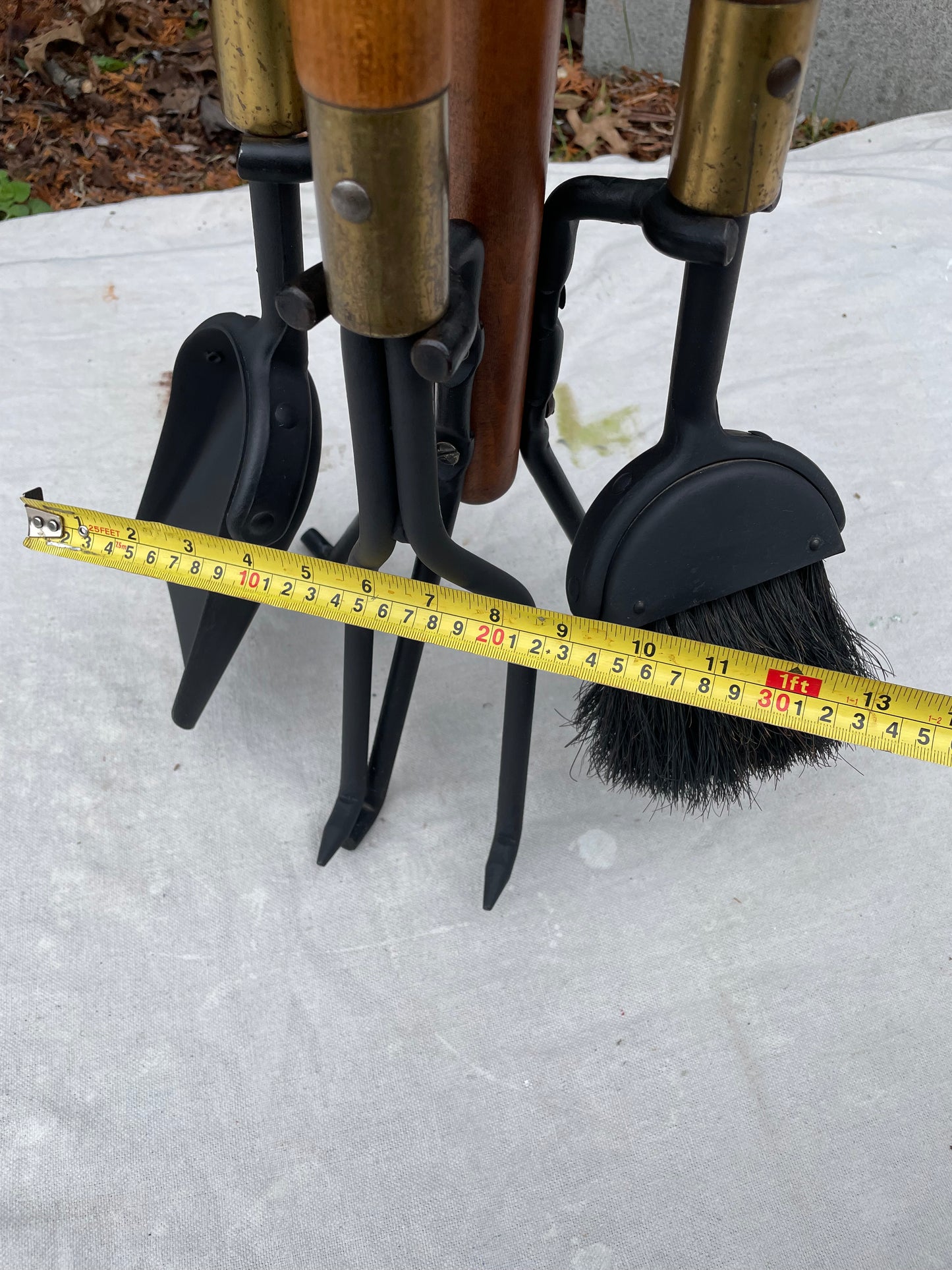 1960s Seymour Mid-Century Modern Long Wood Handle Fireplace Tool Set - 4 Pieces