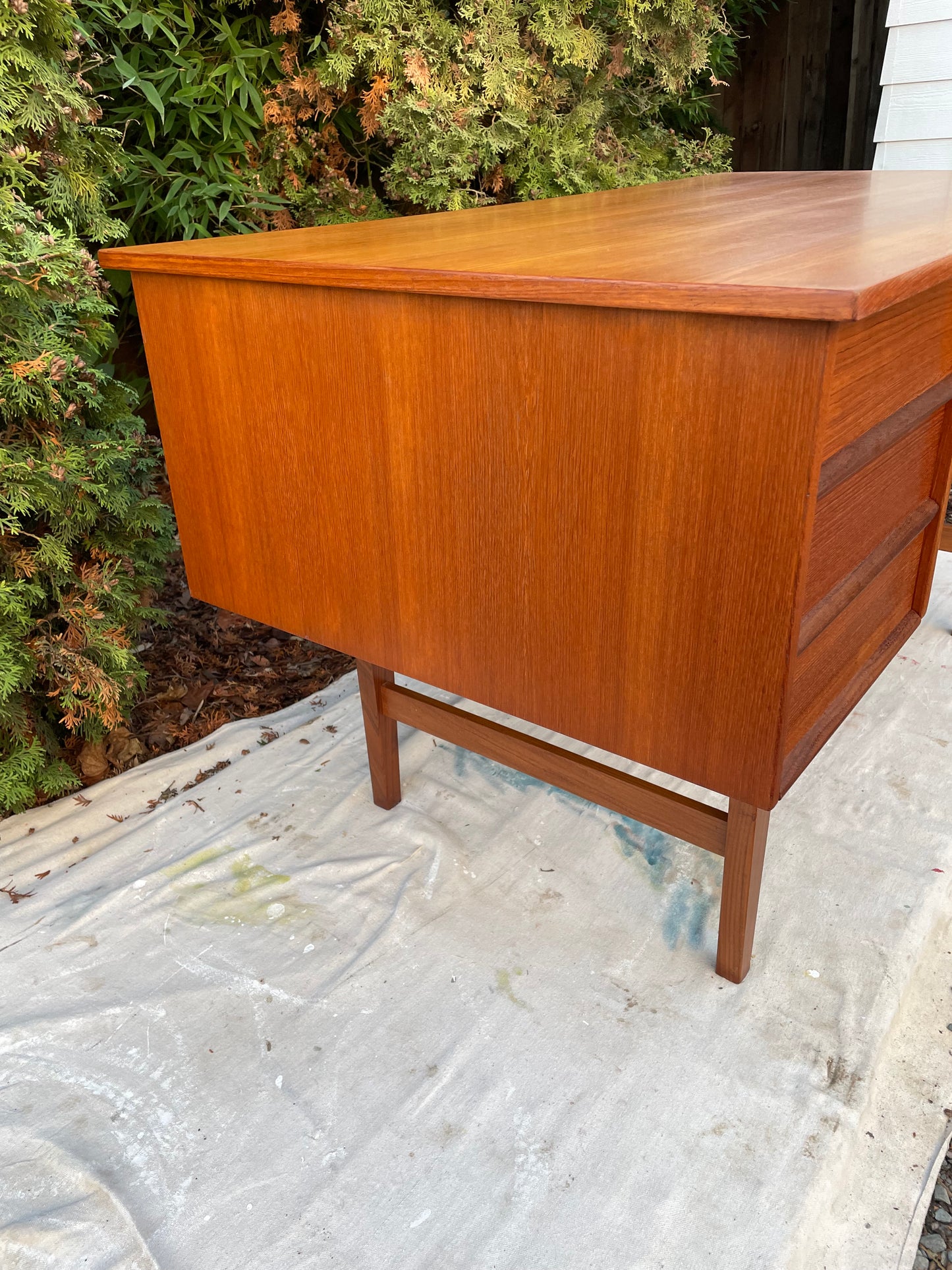 Mid 20th Century Danish Mid Century Modern Teak Executive Desk With Rear Bookcase