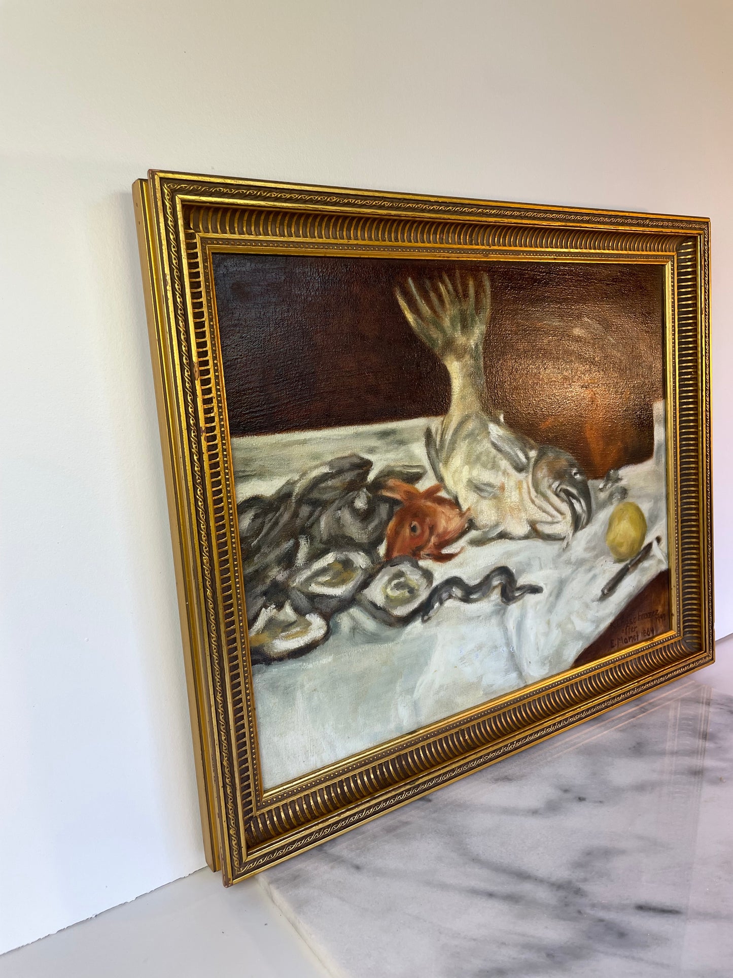 Karen Chase Frazee After Édouard Manet's Painting Titled Fish Still Life or Still Life With Carp