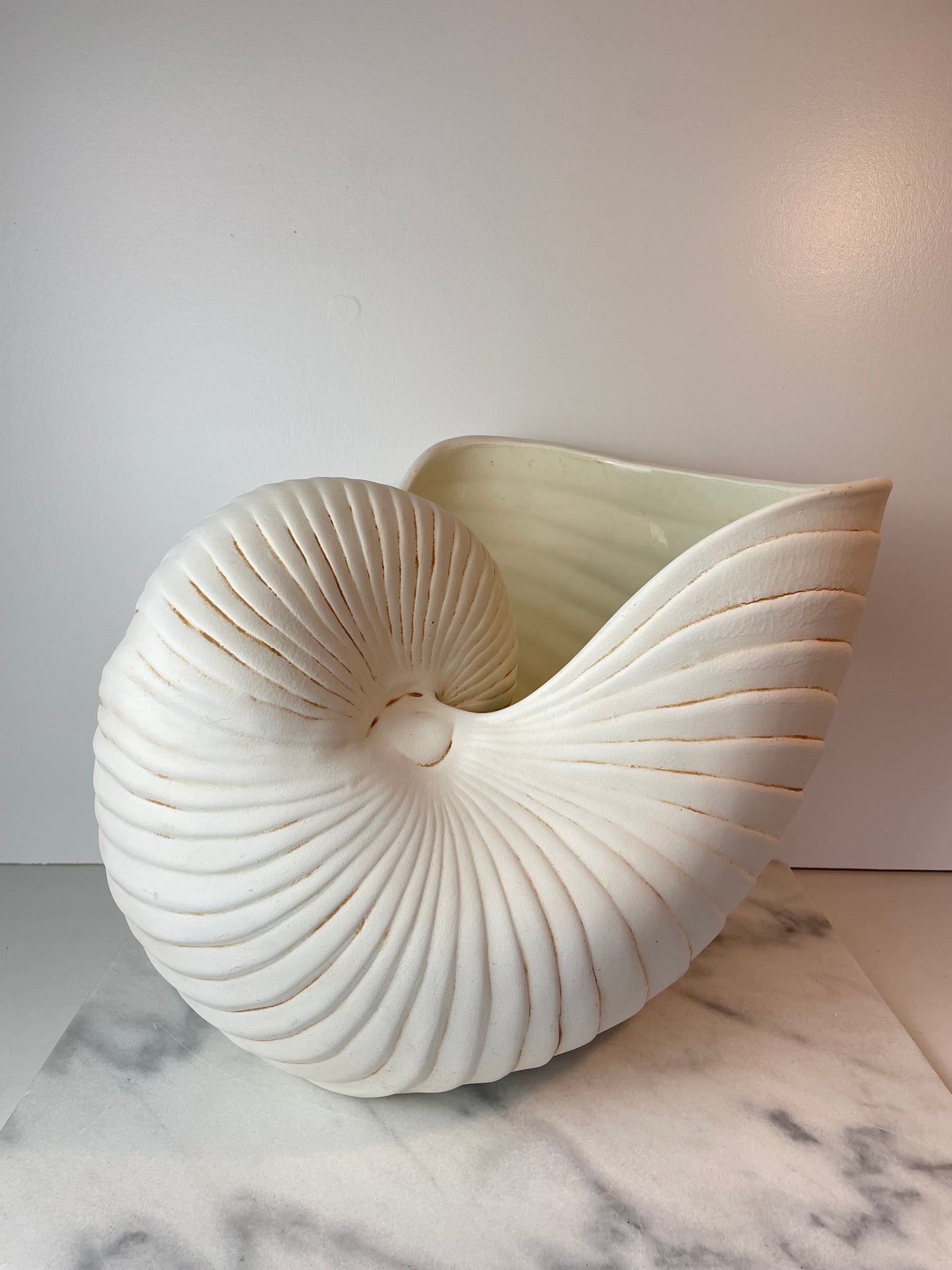 Large Scale Ceramic Nautilus Shell Sculptural Vessel