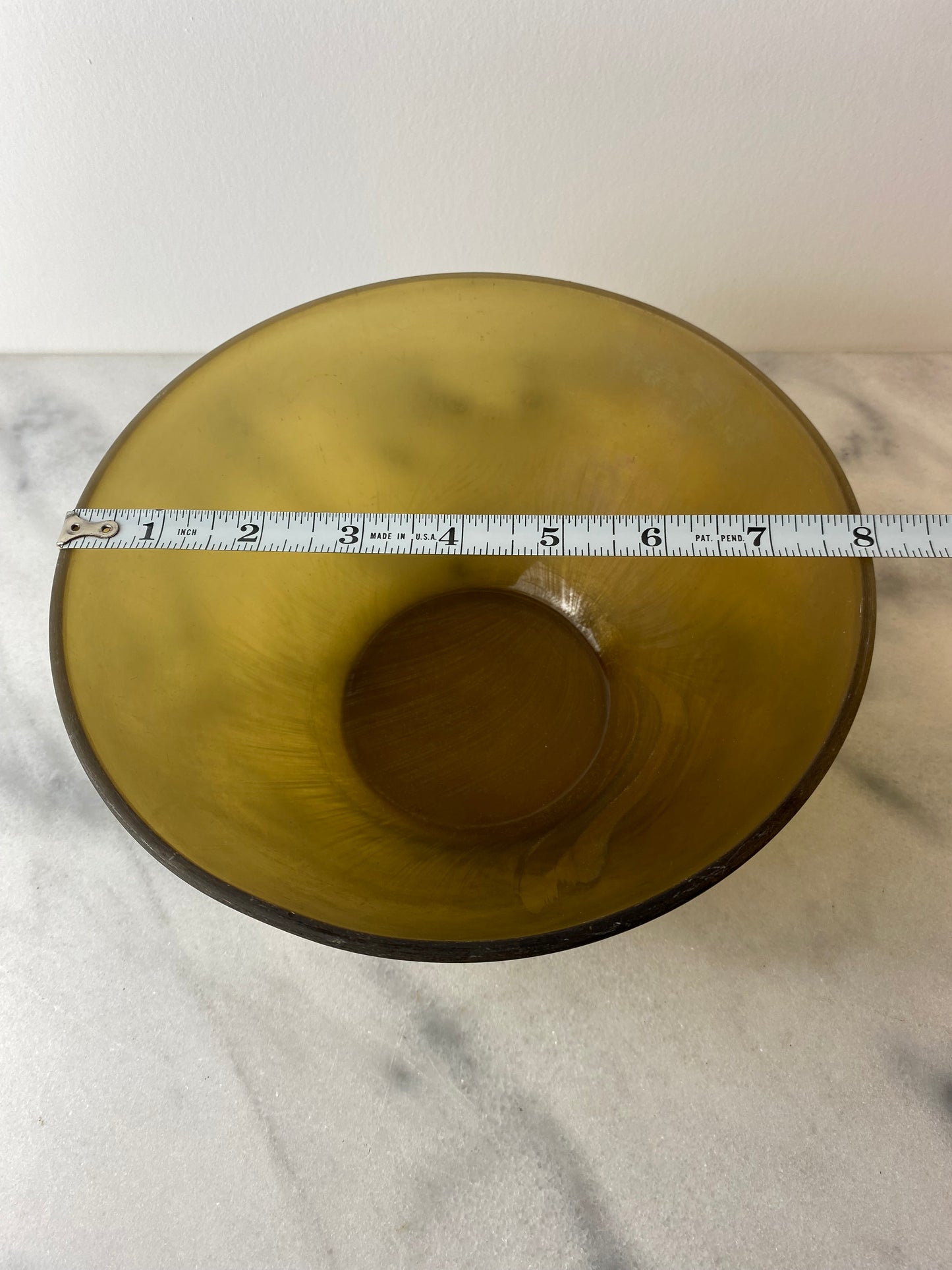 Vintage Arcopal France “Volcan” Frosted Amber Opaline Art Glass Bowl