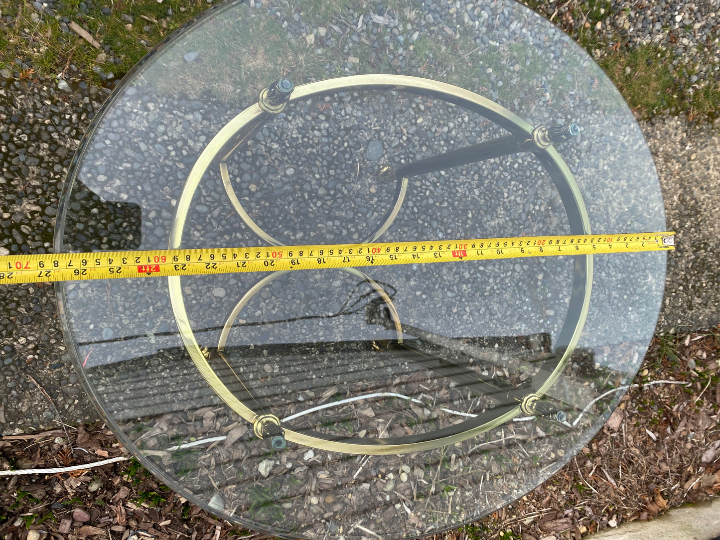 Mid 20th Century Hollywood Regency Brass and Glass Round Side Table - Neoclassical Style