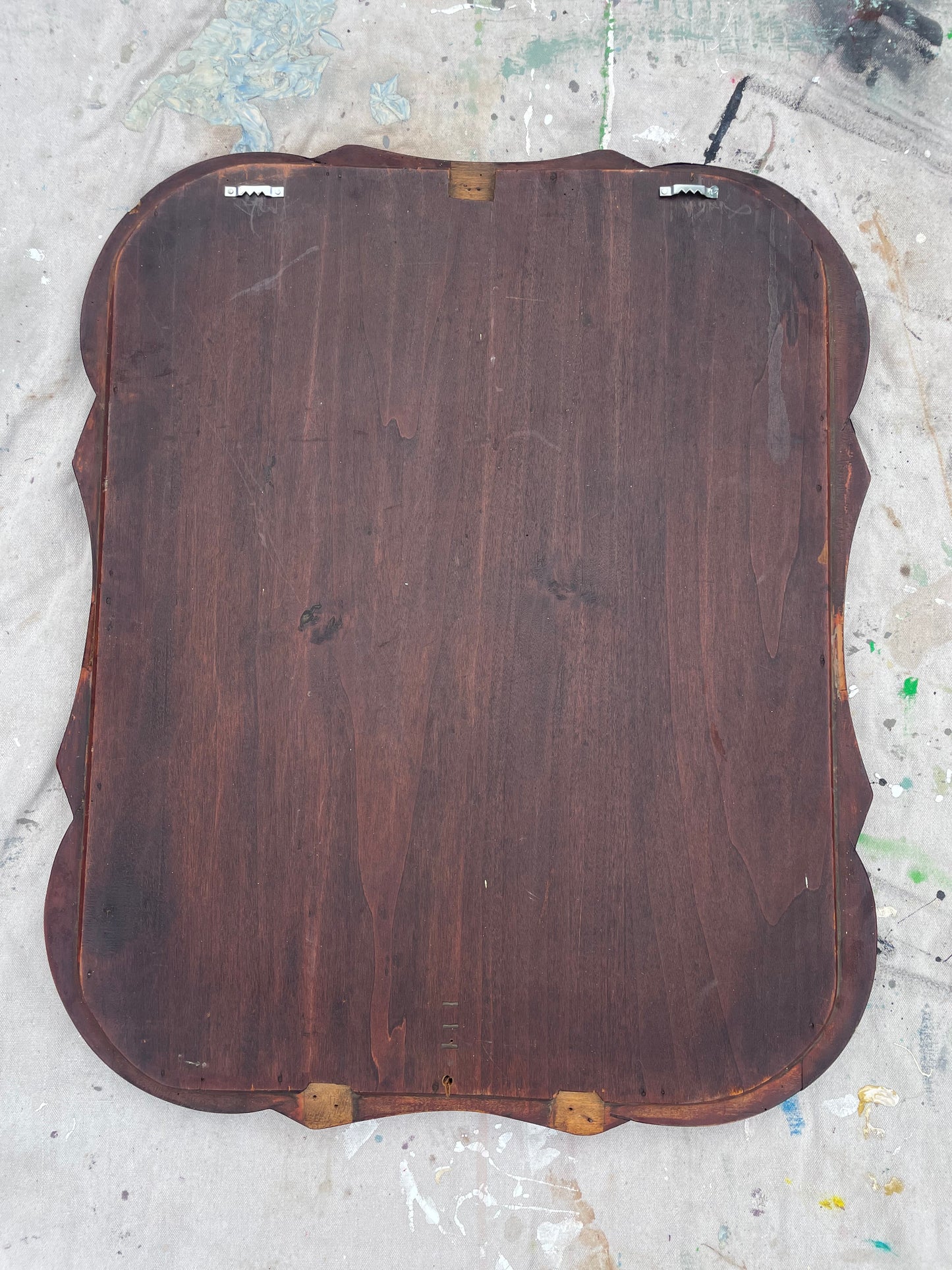 Antique Traditional Mahogany Carved Scalloped Wall Mirror